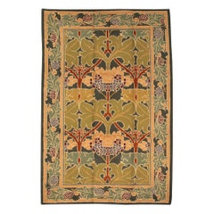 Vintage European Olive-Green Wool Carpet, ca. 1950