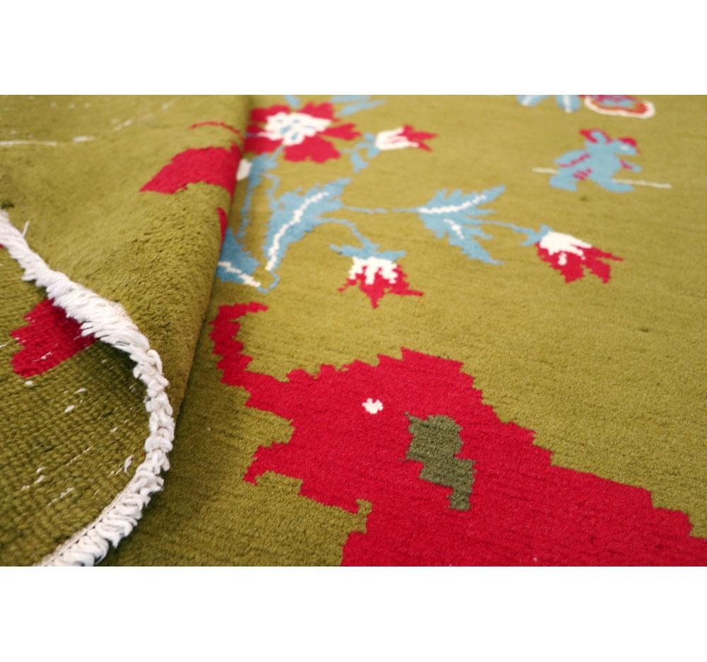 Midcentury Swedish Handmade Green Pictorial Rug With Elephants and Teddy Bears For Sale 3