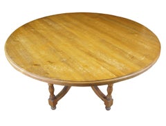 Vintage European Pine Old World Farmhouse Round Dining Table Czech Republic