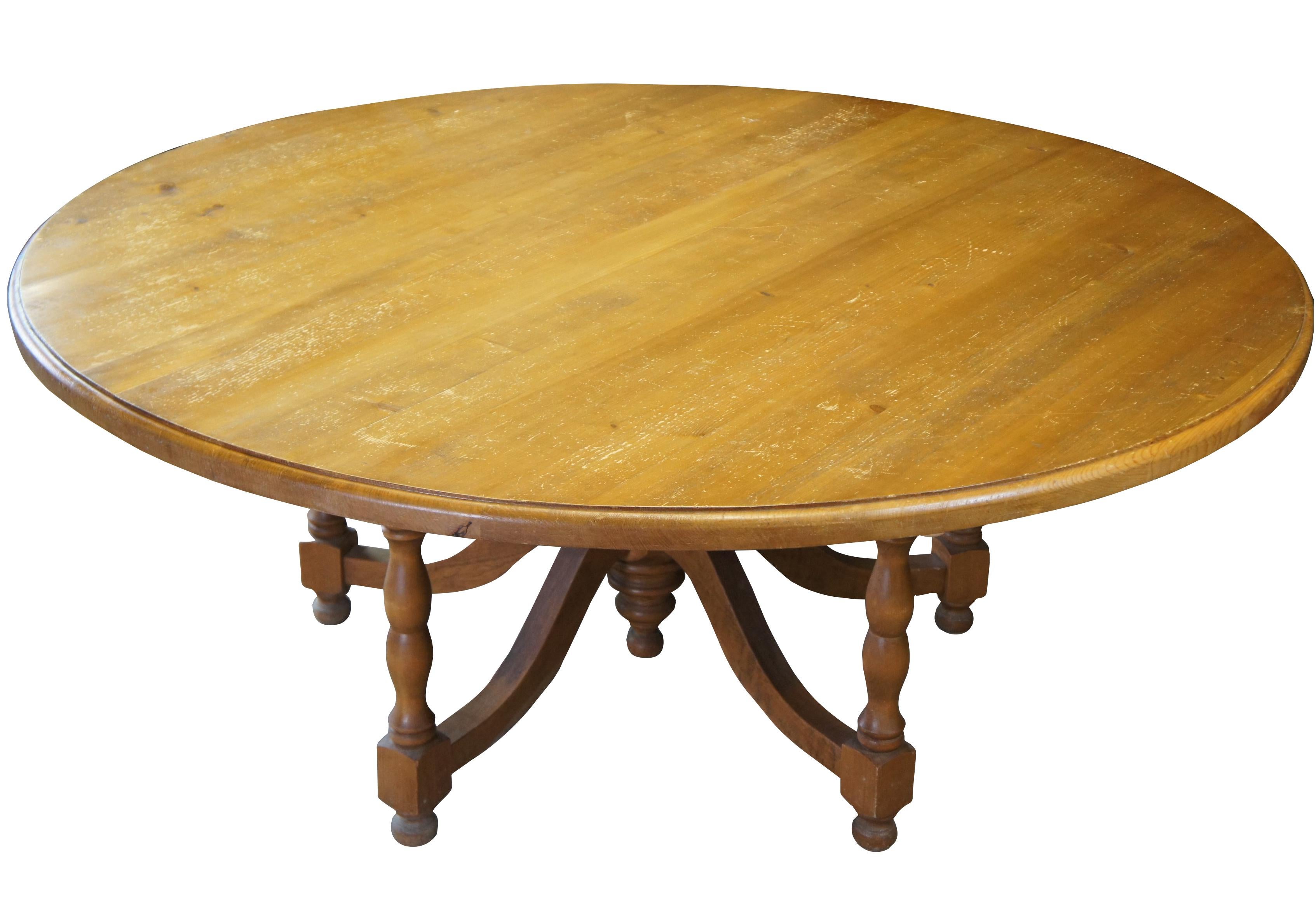 Country Vintage European Pine Old World Farmhouse Round Dining Table Czech Republic 