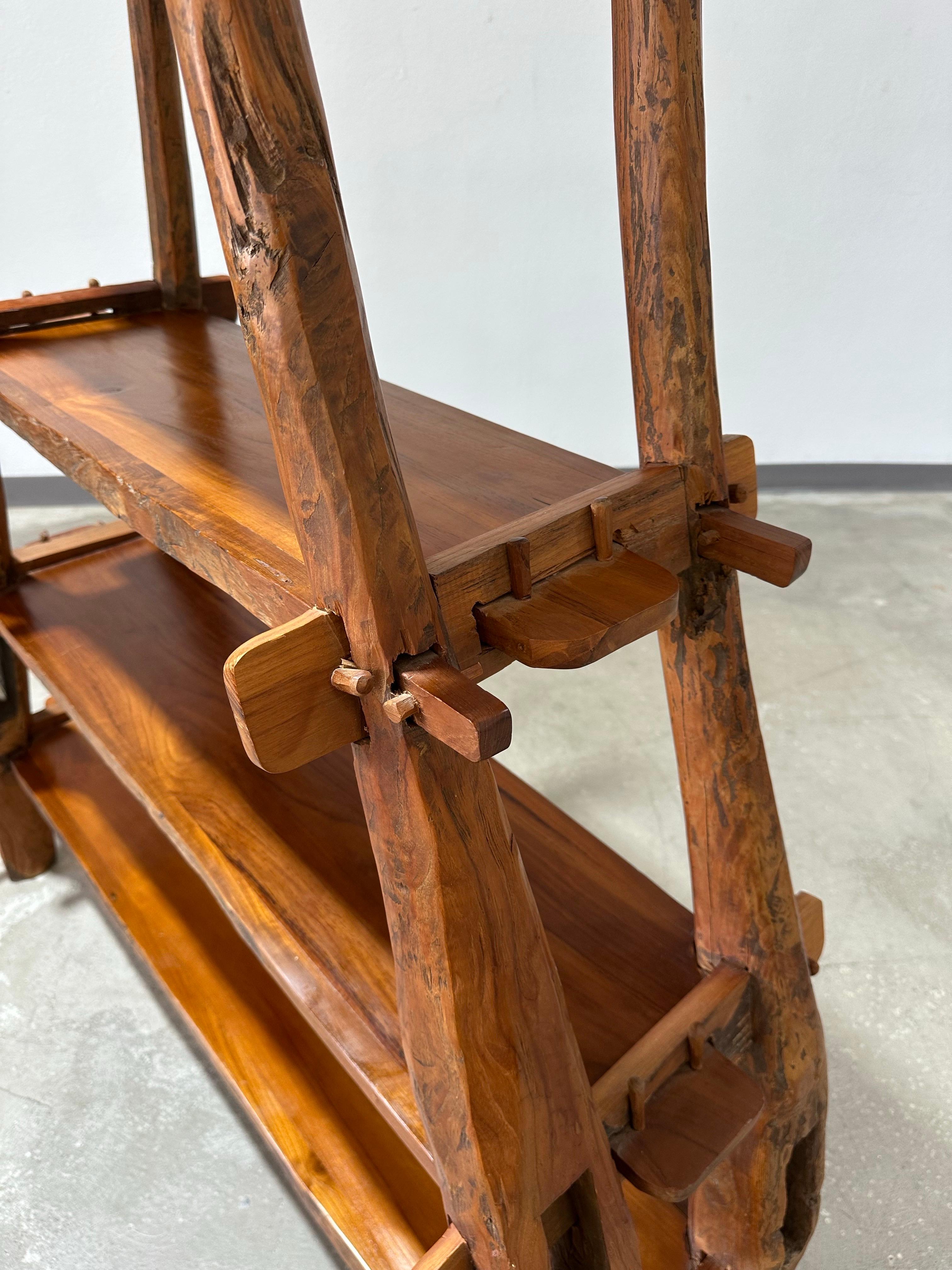 Vintage European Primitive Book Shelf Hand Carved With Mortise and Tenon Joints en vente 4