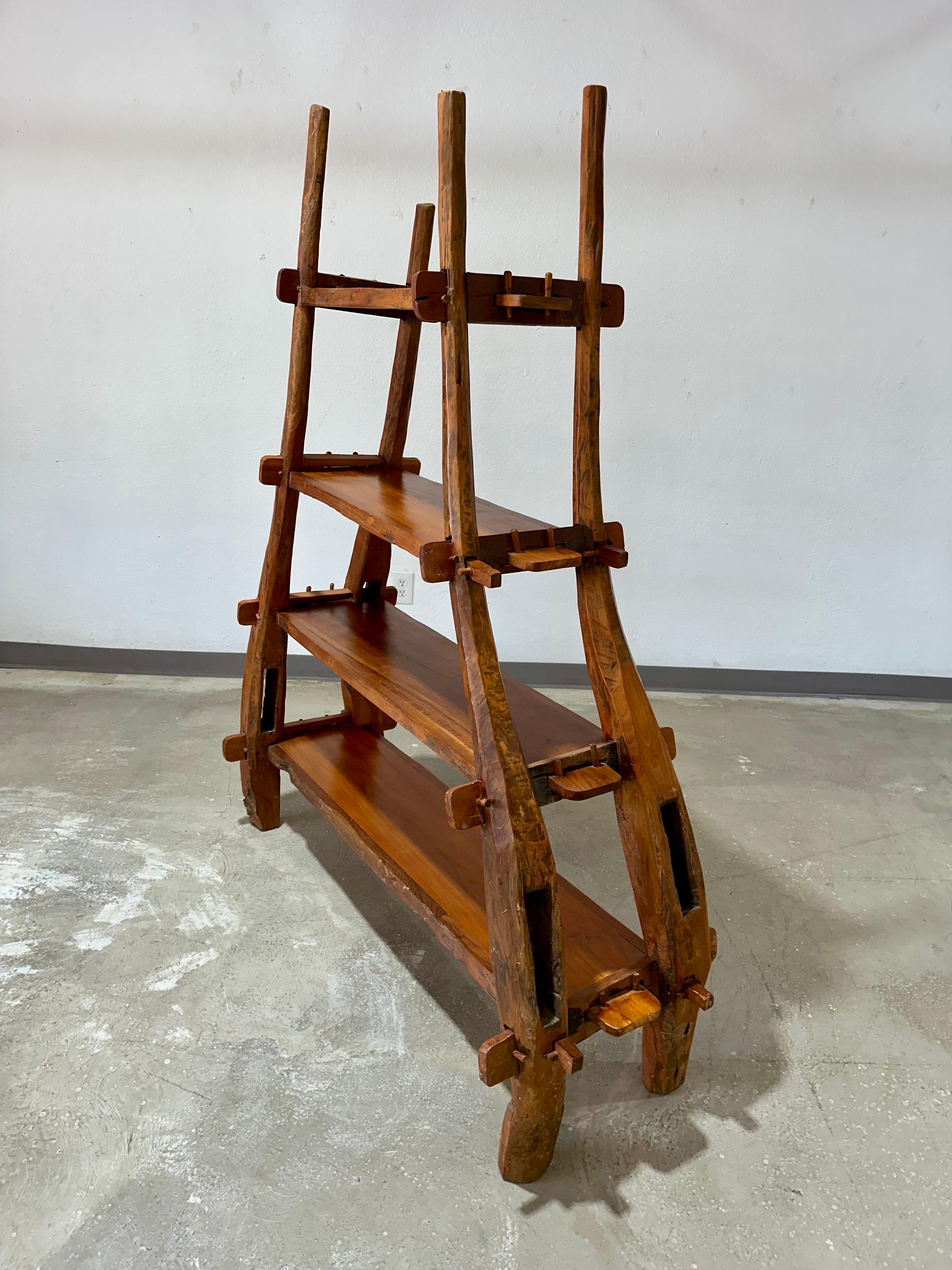 Français Vintage European Primitive Book Shelf Hand Carved With Mortise and Tenon Joints en vente