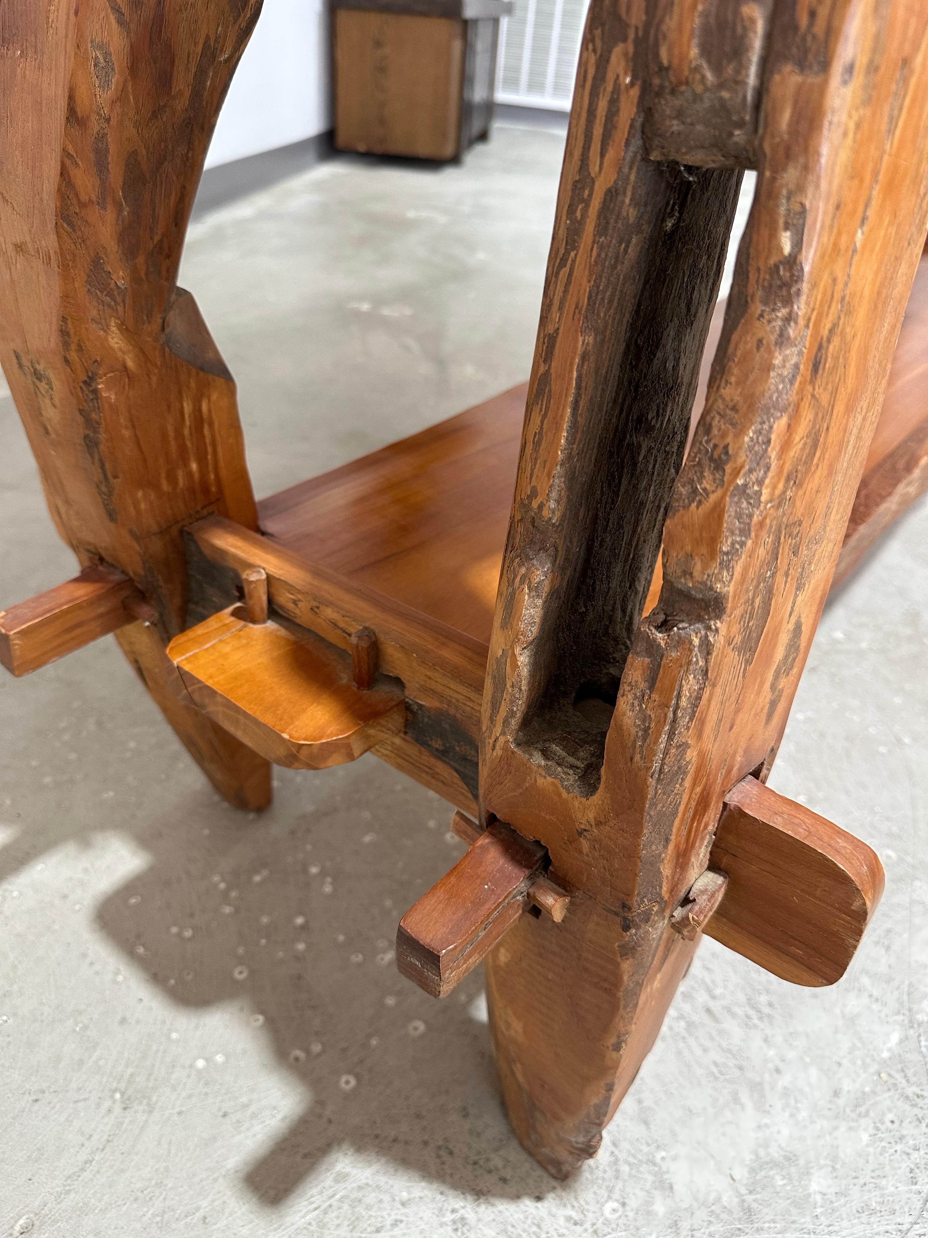 Bois Vintage European Primitive Book Shelf Hand Carved With Mortise and Tenon Joints en vente