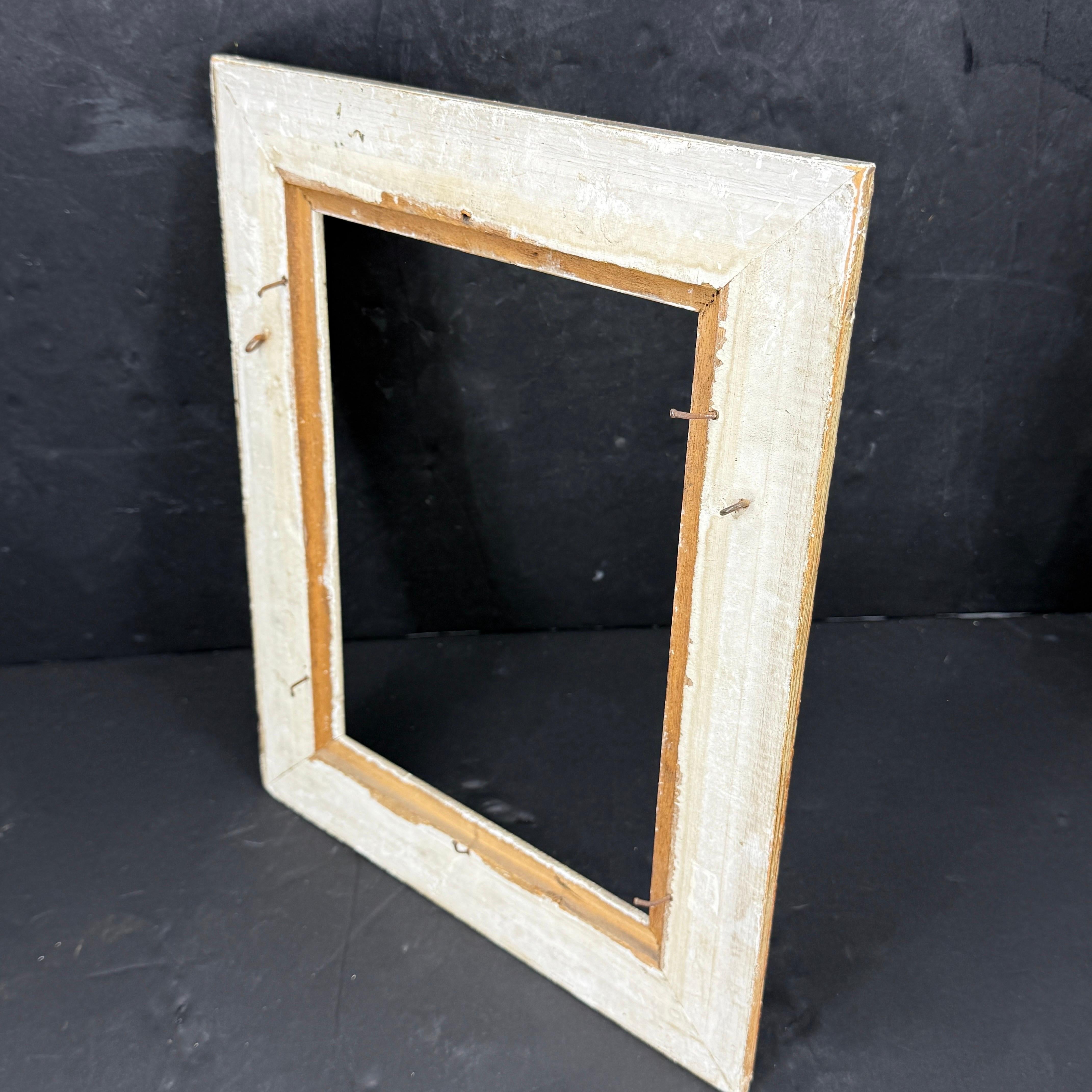 Vintage European Rectangular Wood Painted Gilt Art Frame im Angebot 6