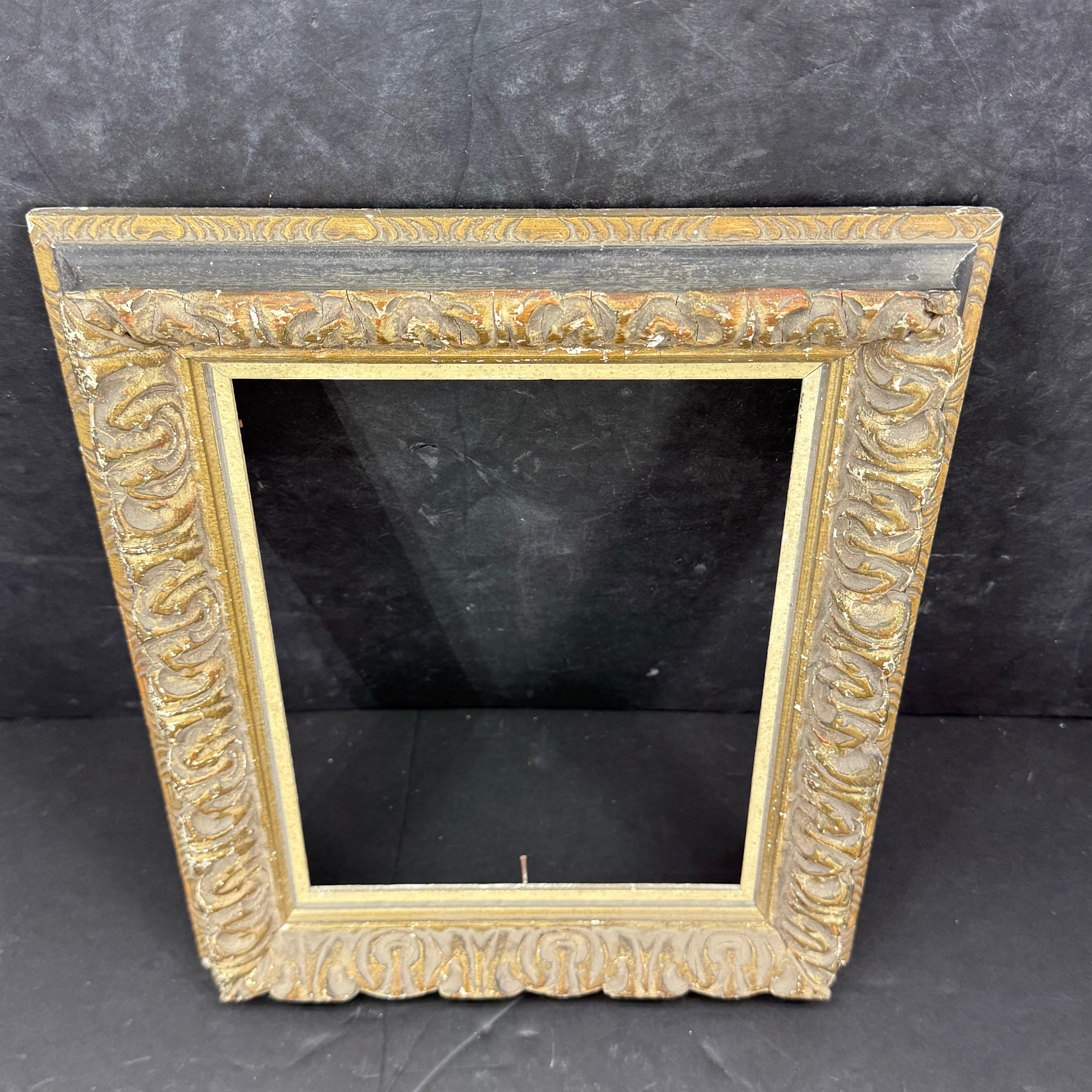 Vintage European Rectangular Wood Painted Gilt Art Frame (Rokoko) im Angebot