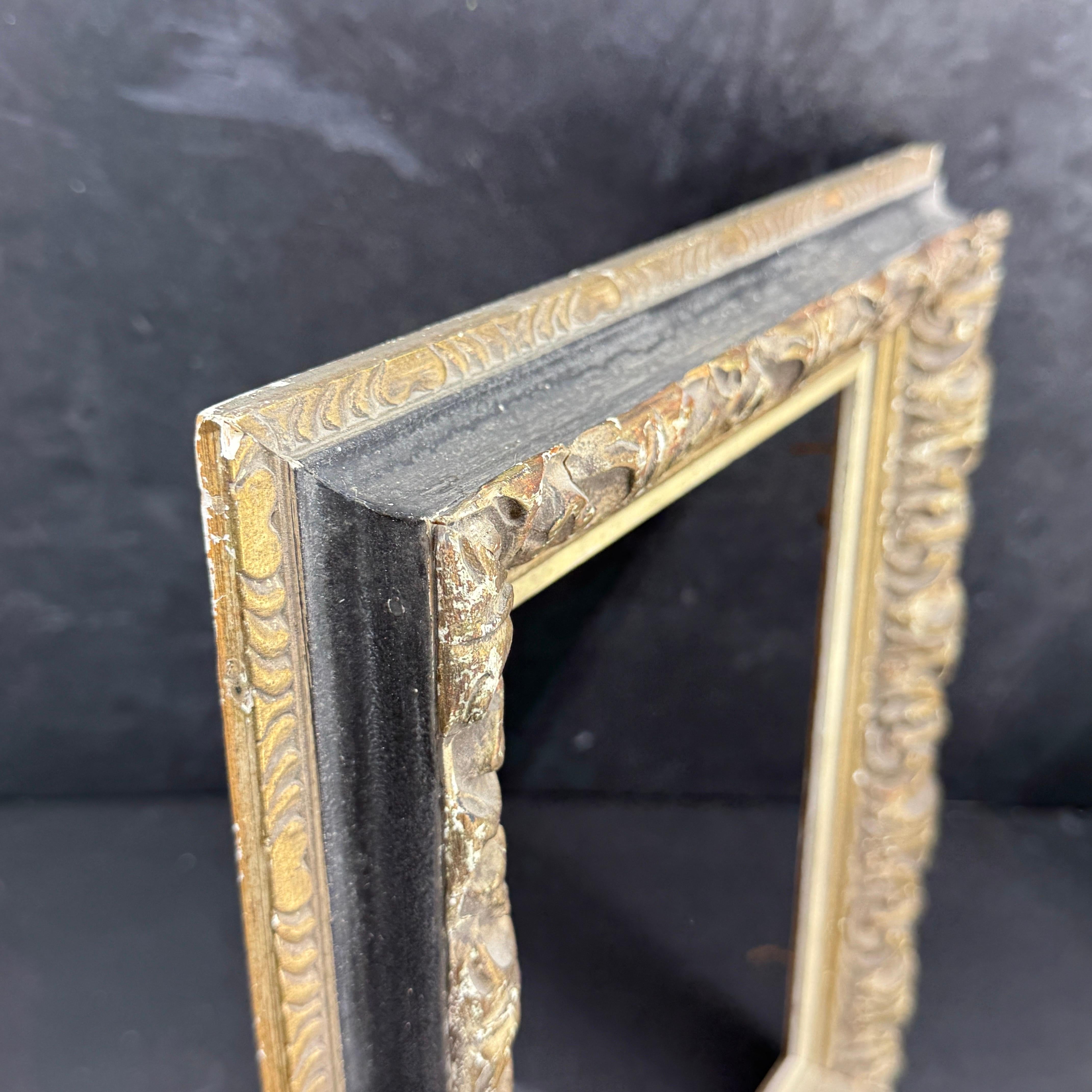 Vintage European Rectangular Wood Painted Gilt Art Frame im Zustand „Gut“ im Angebot in Haddonfield, NJ