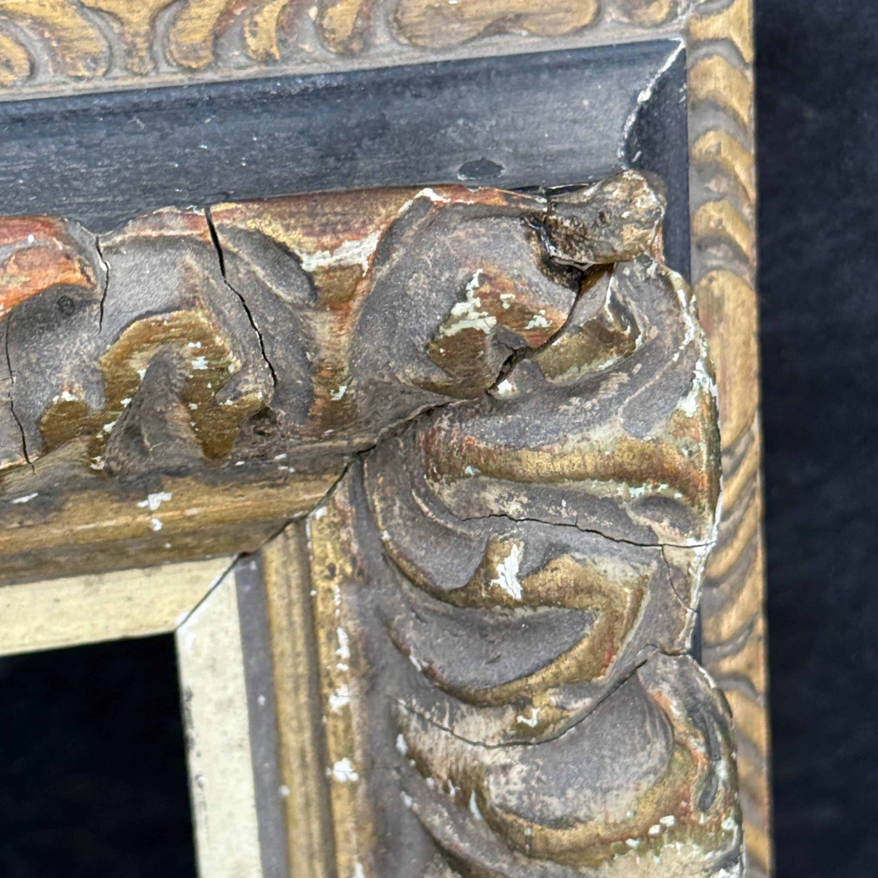 Vintage European Rectangular Wood Painted Gilt Art Frame im Angebot 1