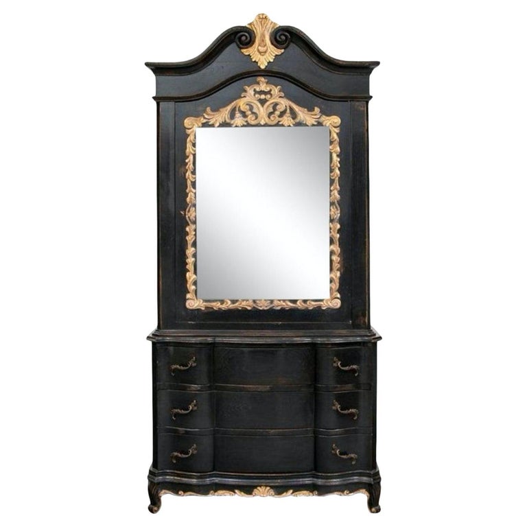 Vintage European Rococo Mirrored Armoire For Sale at 1stDibs