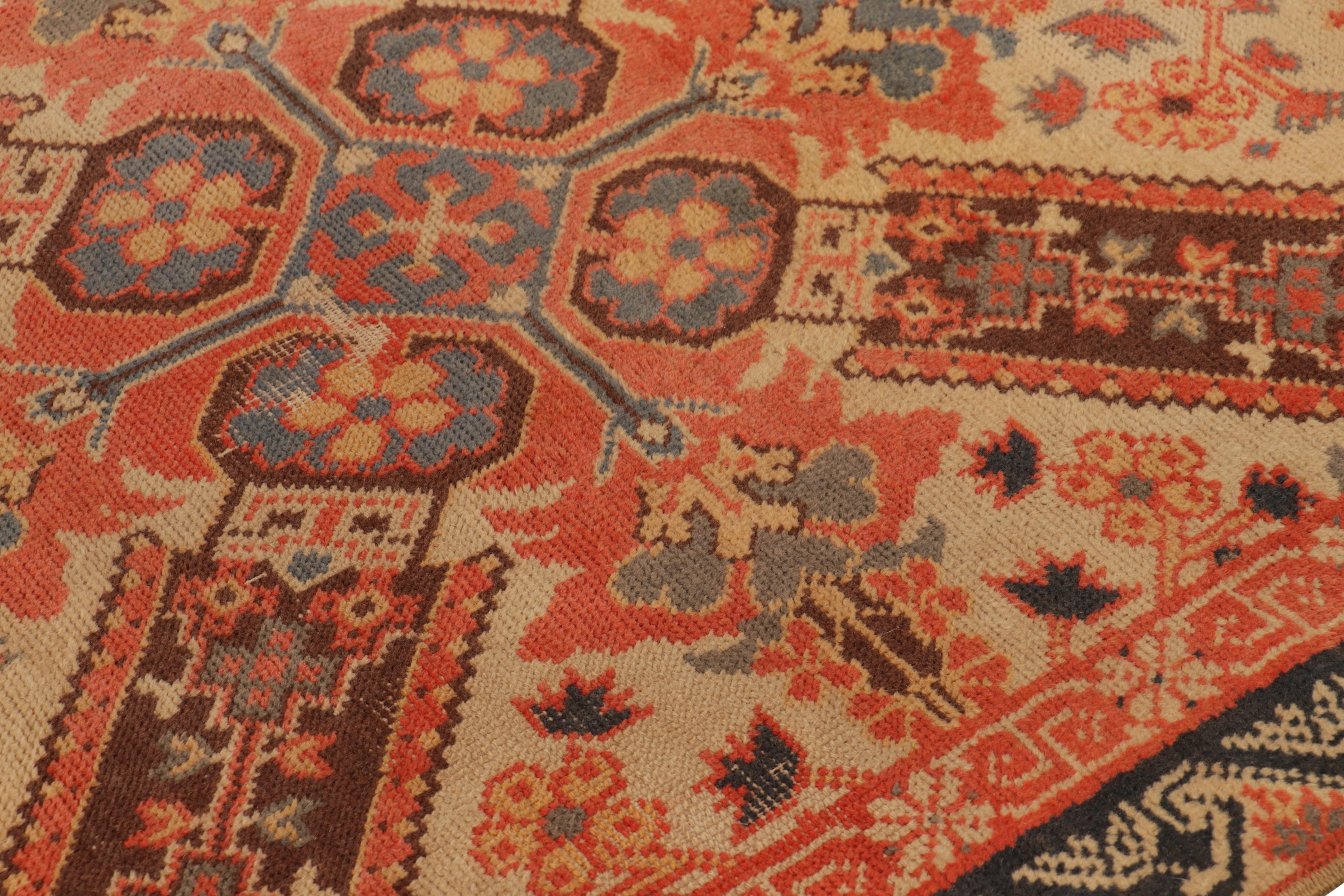 Turkish Vintage European Rug in Orange with Floral Patterns, from Rug & Kilim For Sale