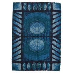 Alfombra europea vintage de lana shag 5'6" x 7'9