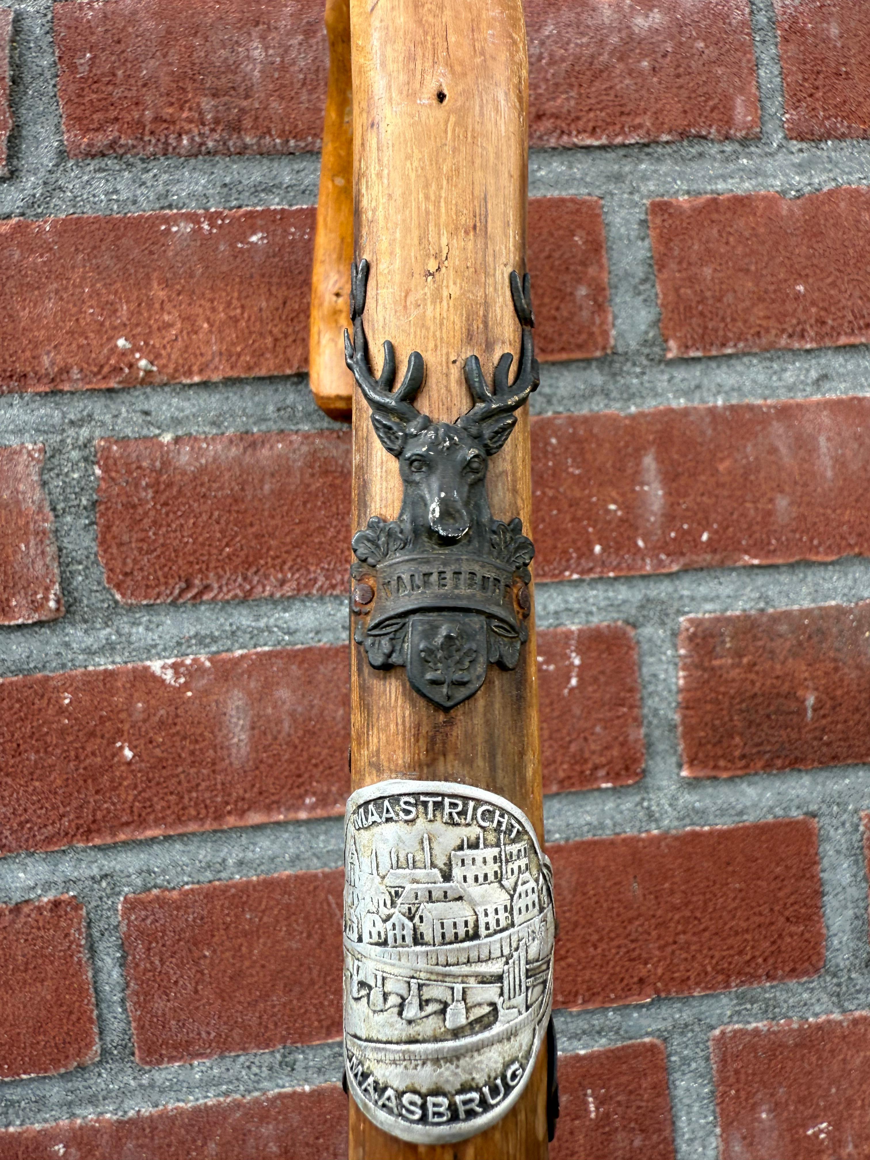 Bastone da passeggio souvenir europeo d'epoca con stemmi di viaggio, metà del XX secolo in vendita 13