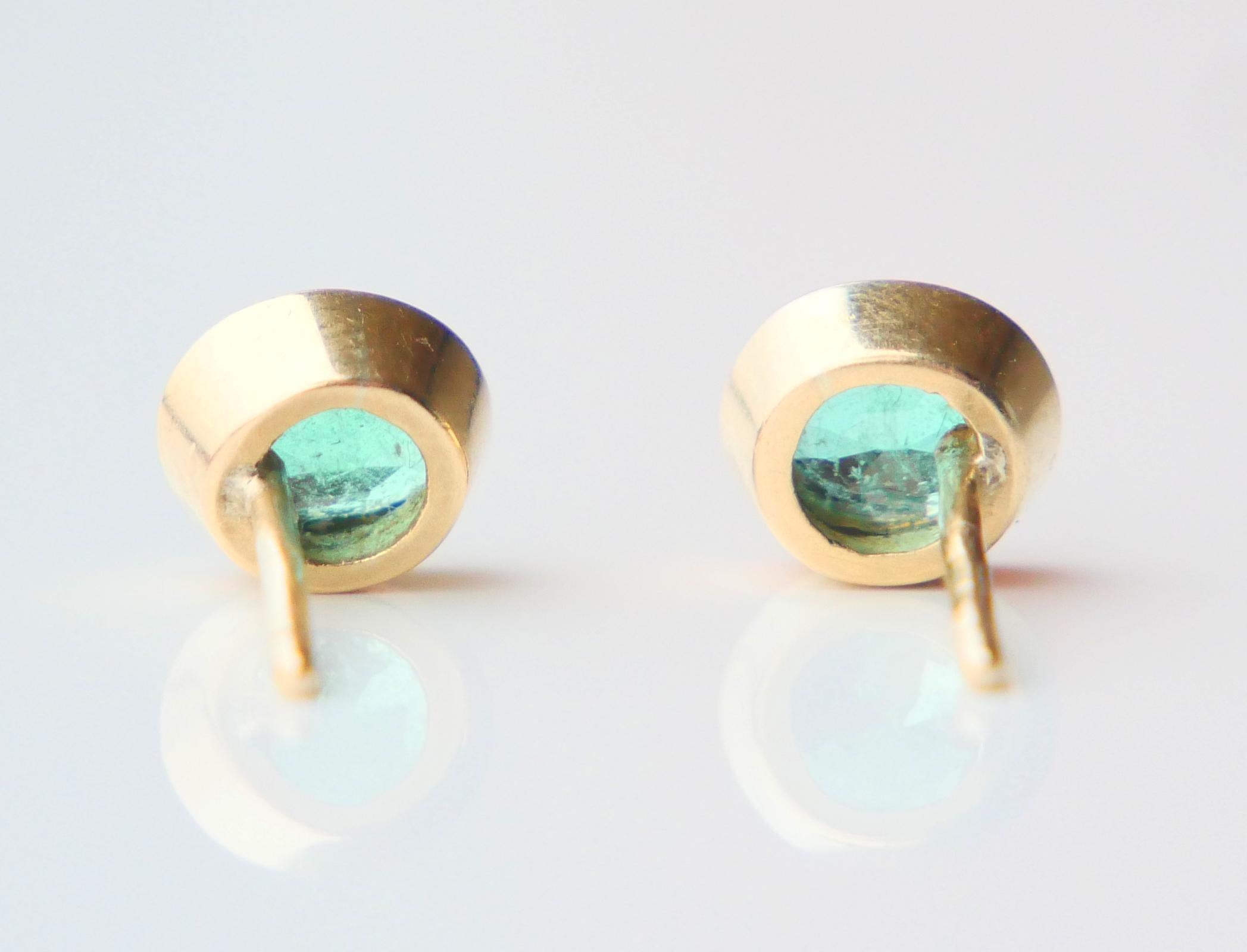 Vintage European stud Earrings 1.5ctw Emeralds solid 18K Gold / 3.65 gr 4