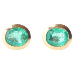 Boucles d'oreilles européennes vintage 1.5ctw Emeraudes or massif 18K / 3.65 gr