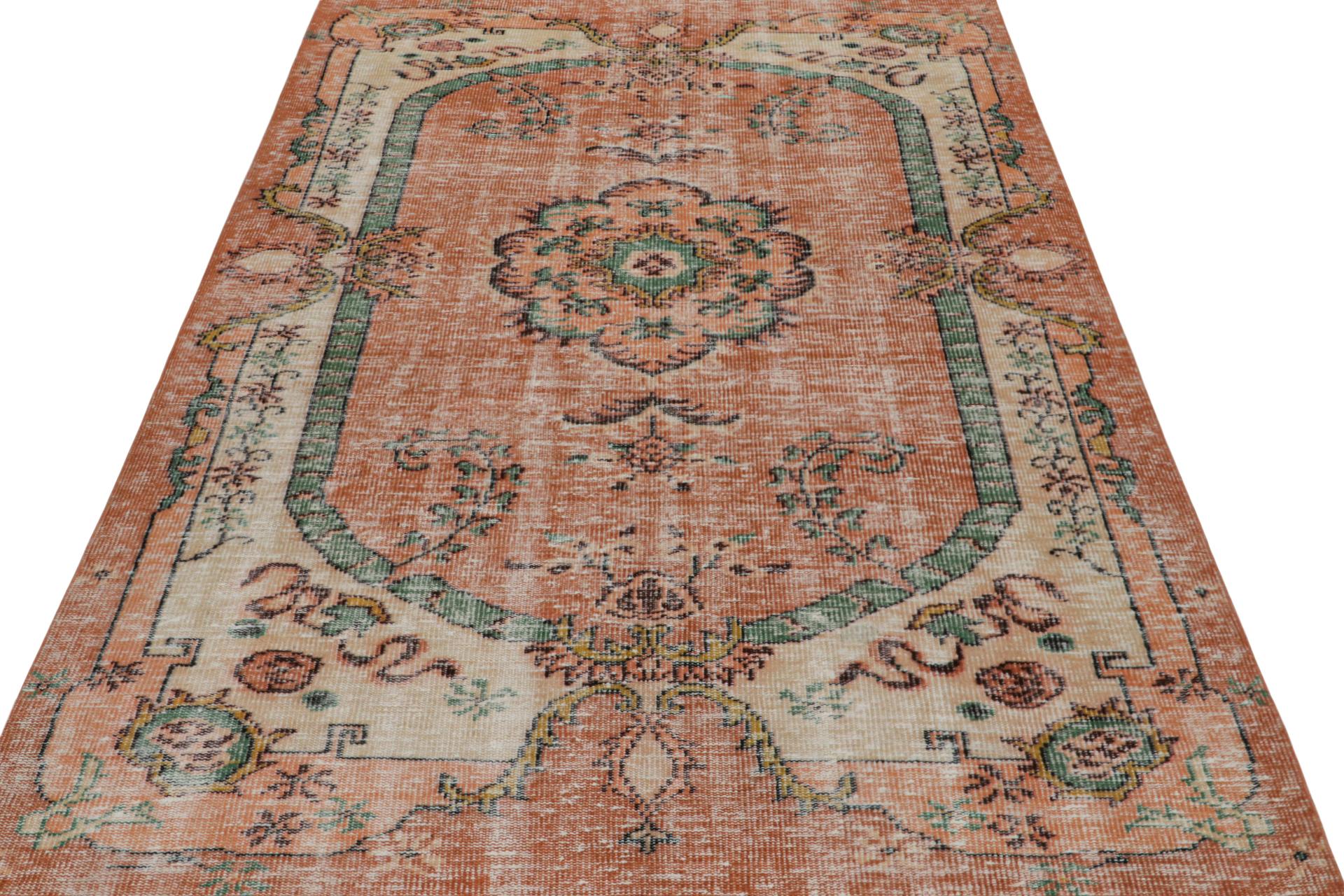 Turkish Vintage European Style Rug, with Geometric Floral Patterns, from Rug & Kilim For Sale