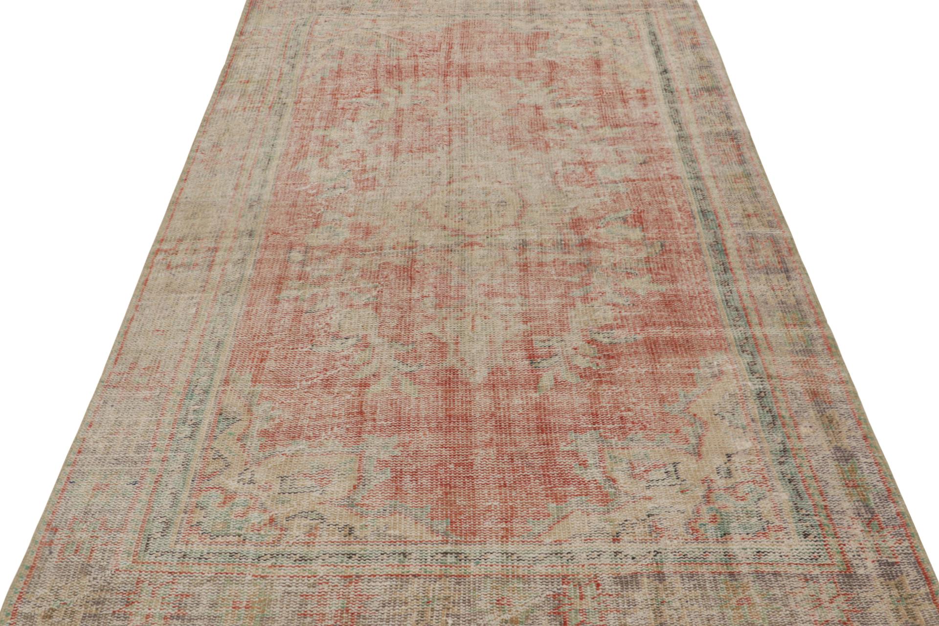 Turkish Vintage European Style Rug, with Geometric Floral Patterns, from Rug & Kilim  For Sale