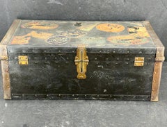 Vintage European Travel Steamer Trunk Coffee Table, circa 1940's