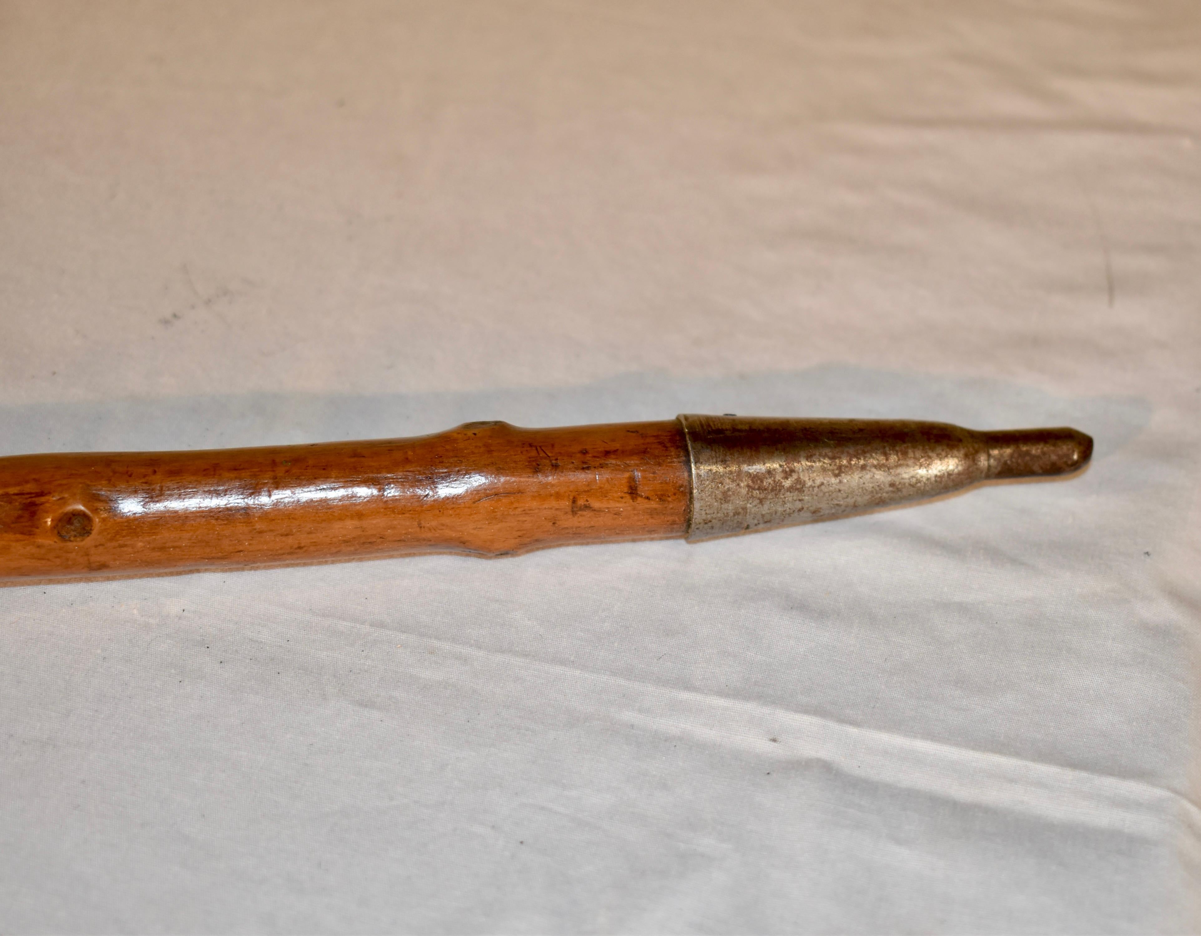Vintage European Walking Stick with 12 Badges In Good Condition For Sale In High Point, NC