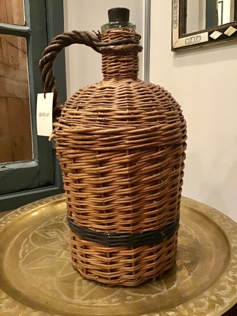 Vintage European Wicker Wine Jug at 1stDibs