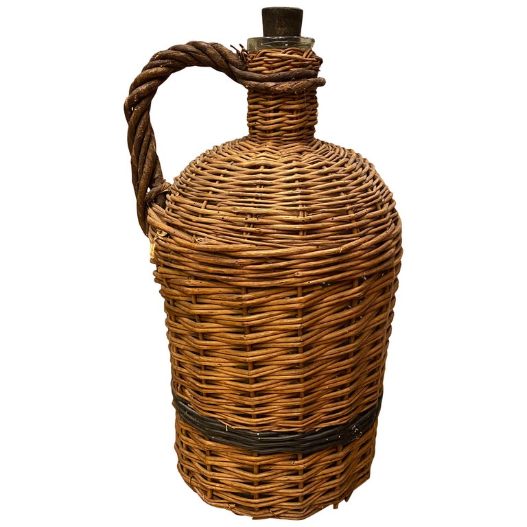 Vintage European Wicker Wine Jug at 1stDibs