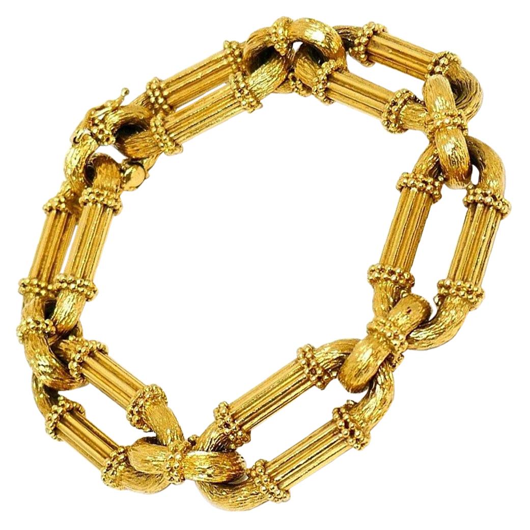 Vintage European Yellow Gold Oval Link Chain Bracelet