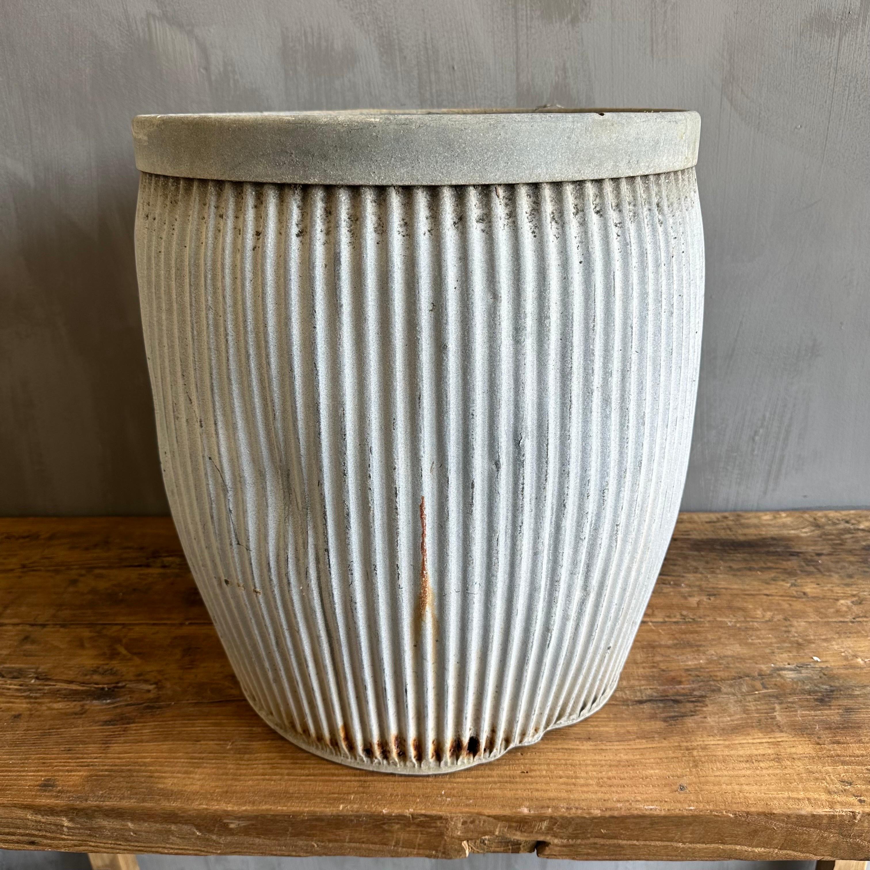 Vintage European Zinc Barrel Planter For Sale at 1stDibs
