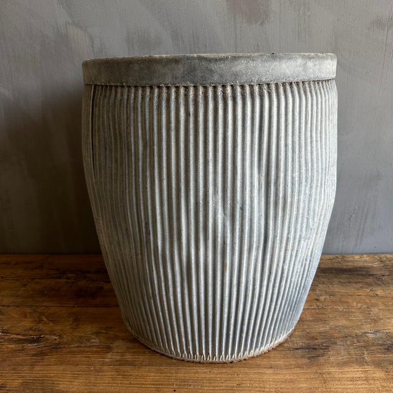 Vintage European Zinc Barrel Planter For Sale at 1stDibs