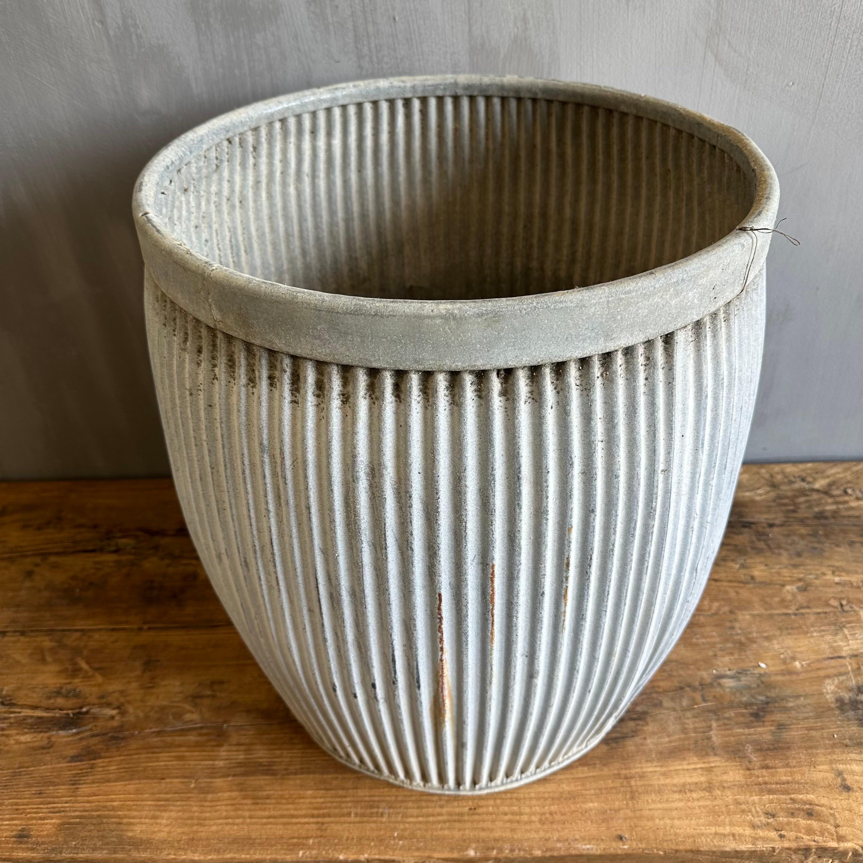 Vintage European Zinc Barrel Planter For Sale at 1stDibs