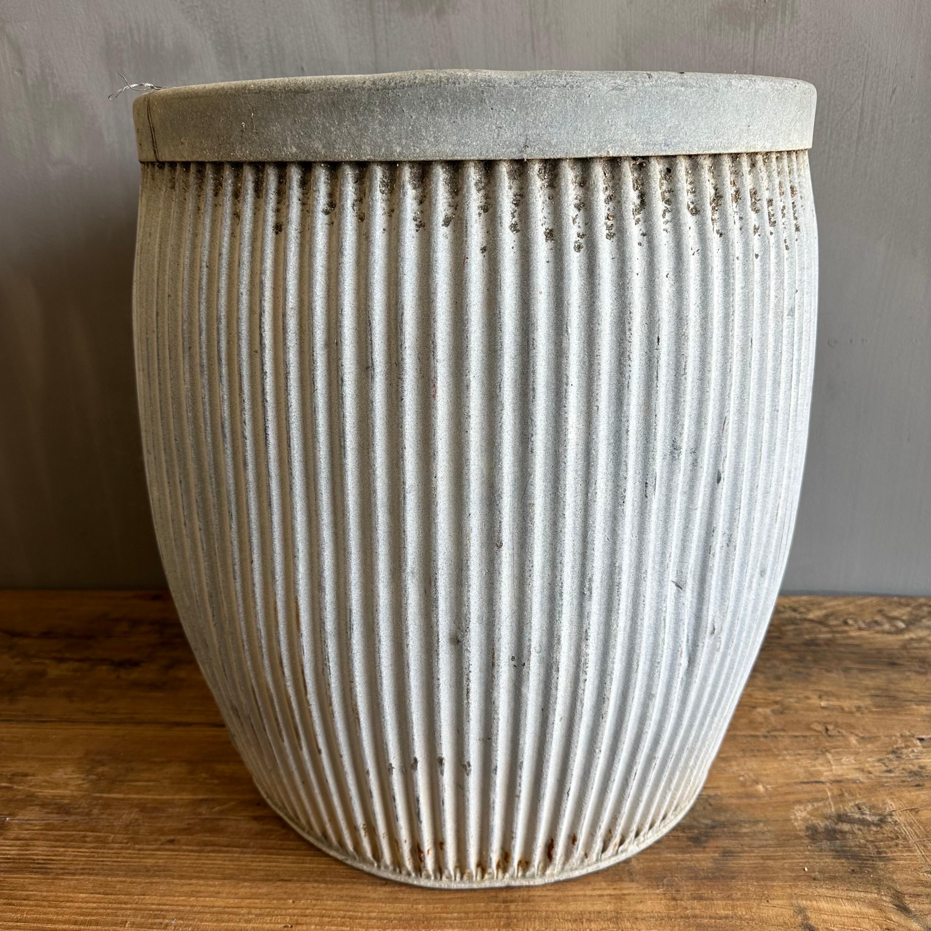Vintage European Zinc Barrel Planter For Sale at 1stDibs