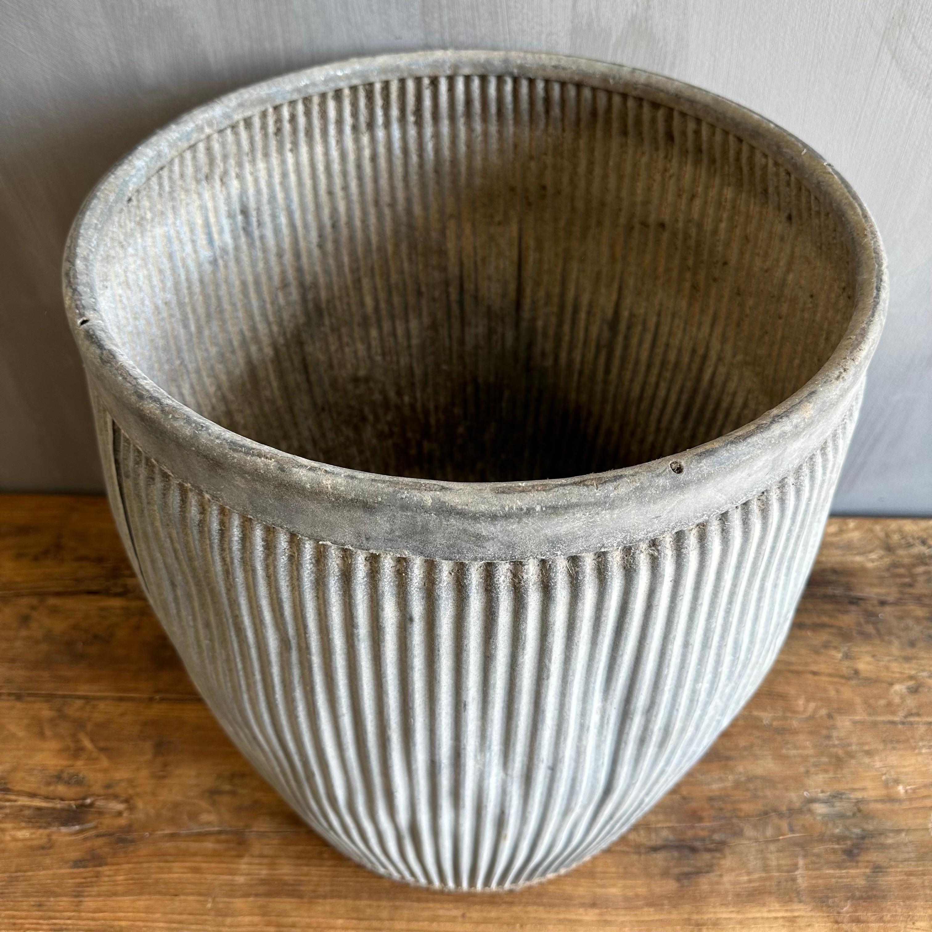 19th Century Vintage European Zinc Barrel Planter