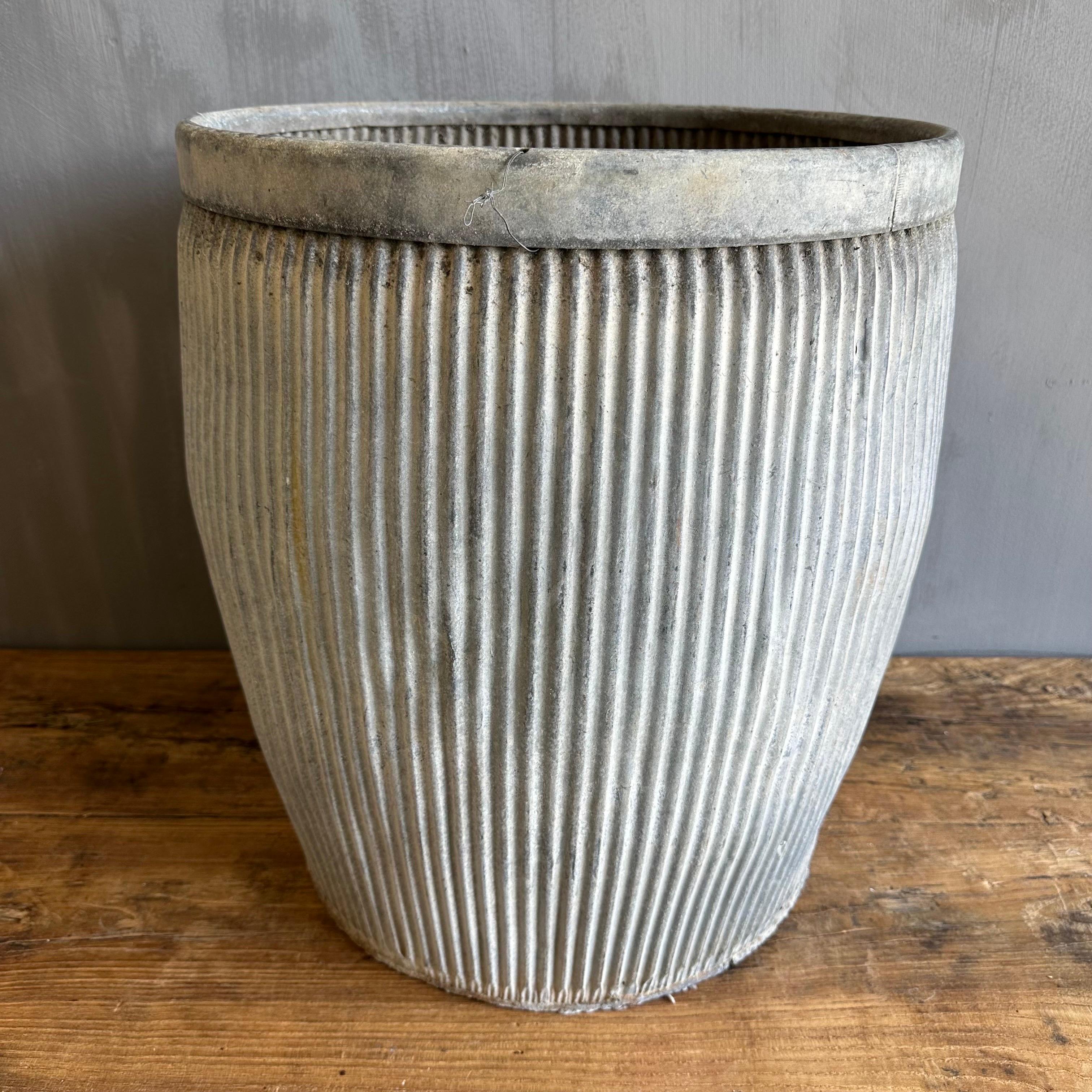 Vintage European Zinc Barrel Planter 2