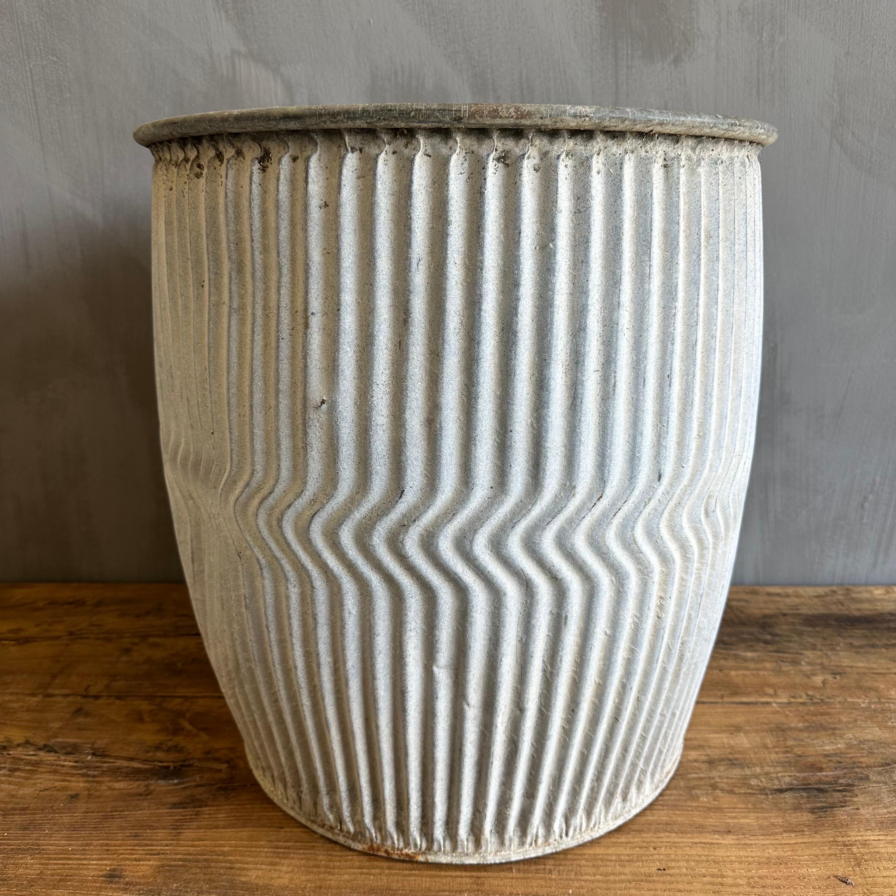 Vintage European Zinc Barrel Planters In Good Condition In Old Town Orange, CA