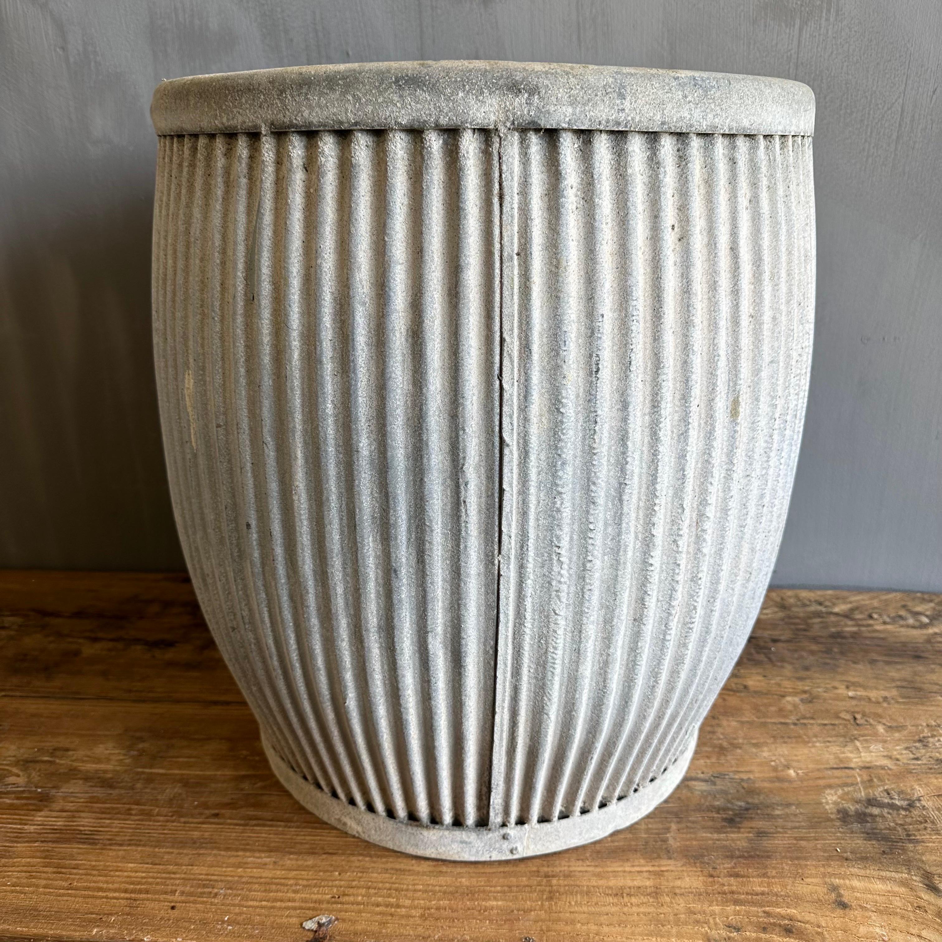 Vintage European Zinc Barrel Planters In Good Condition In Old Town Orange, CA