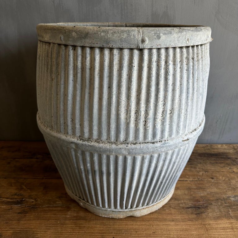 Vintage European Zinc Barrel Planters For Sale at 1stDibs