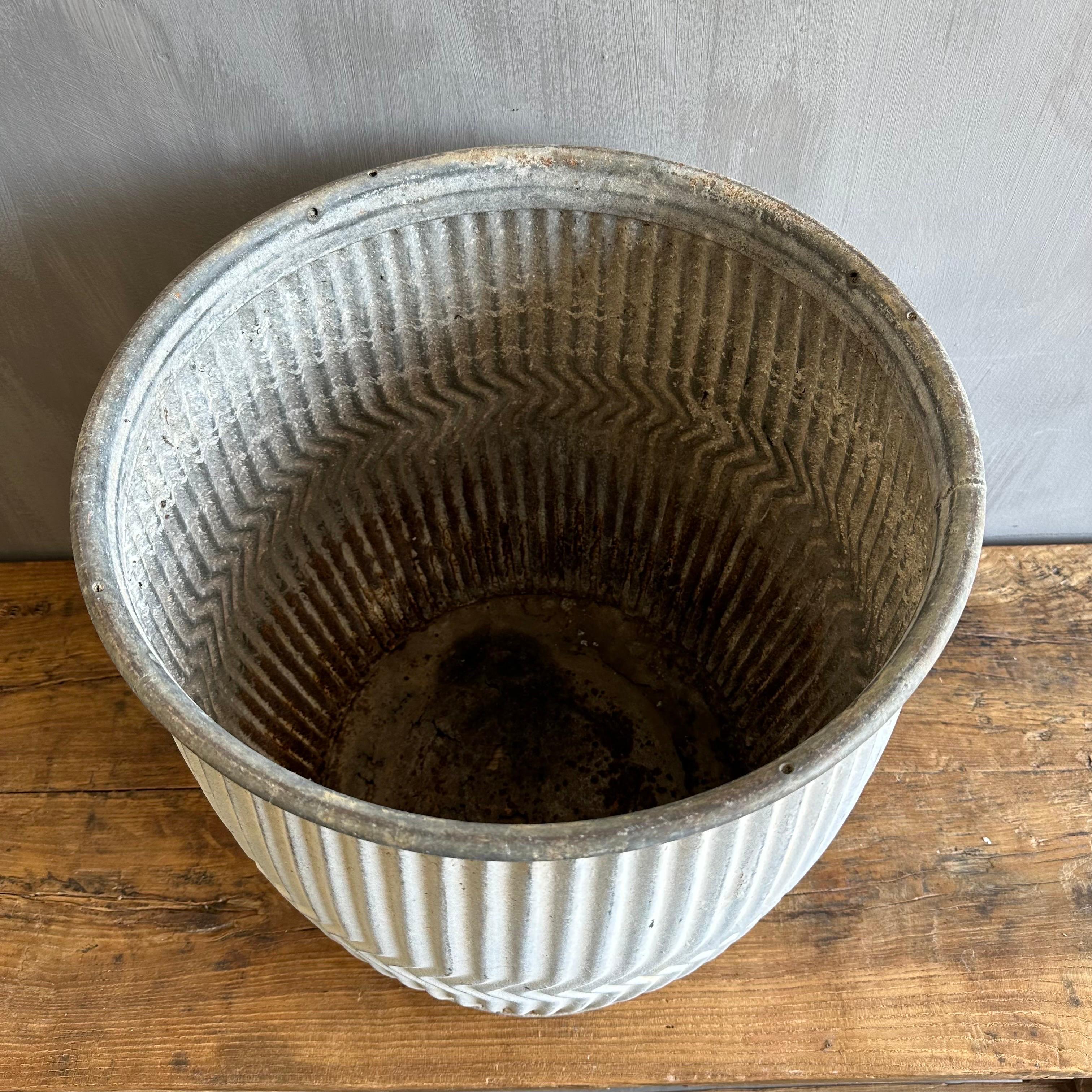 Vintage European Zinc Barrel Planters 1