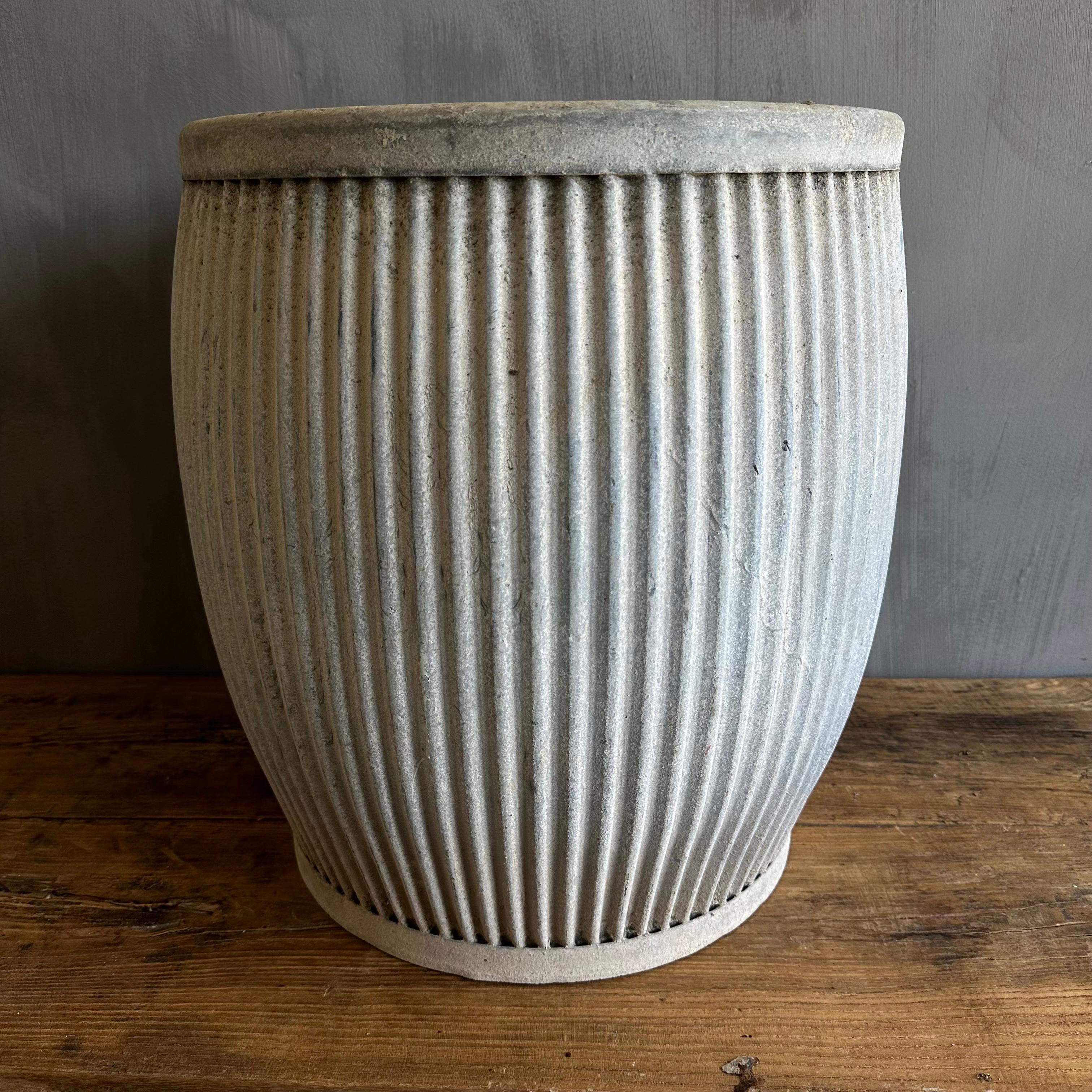 Vintage European Zinc Barrel Planters 1