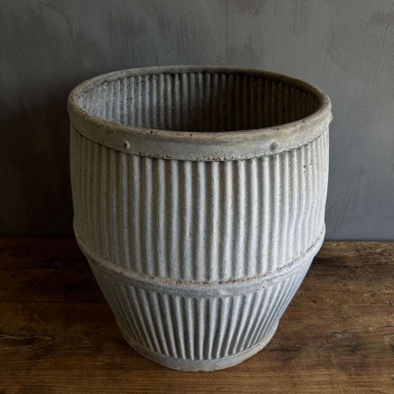 Vintage European Zinc Barrel Planters For Sale at 1stDibs