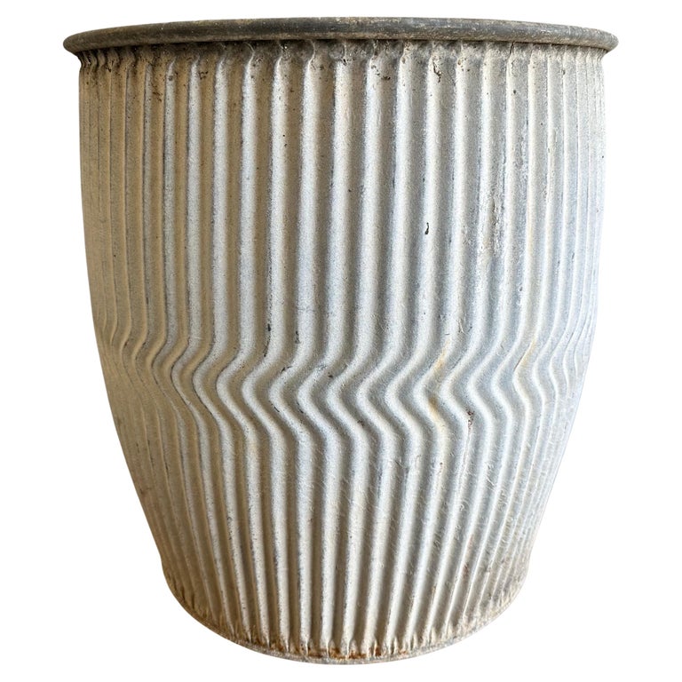 Vintage European Zinc Barrel Planters For Sale at 1stDibs