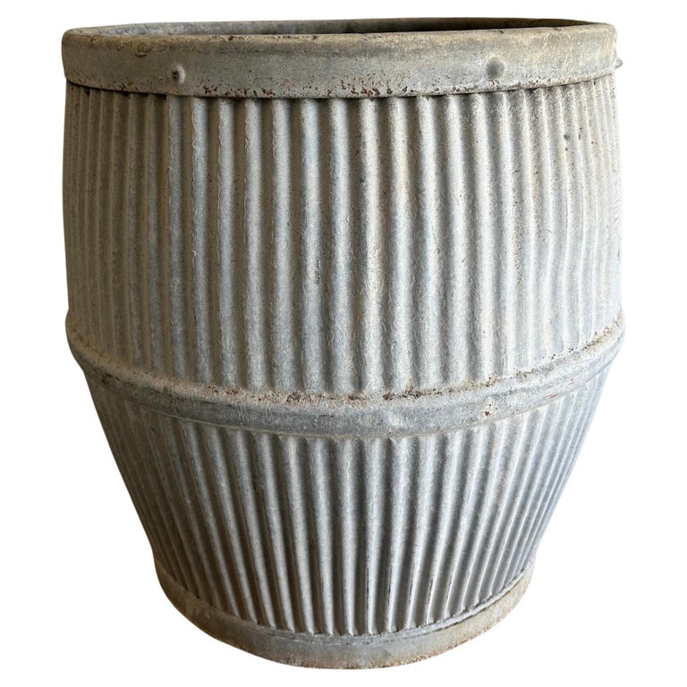 Vintage European Zinc Barrel Planters For Sale at 1stDibs