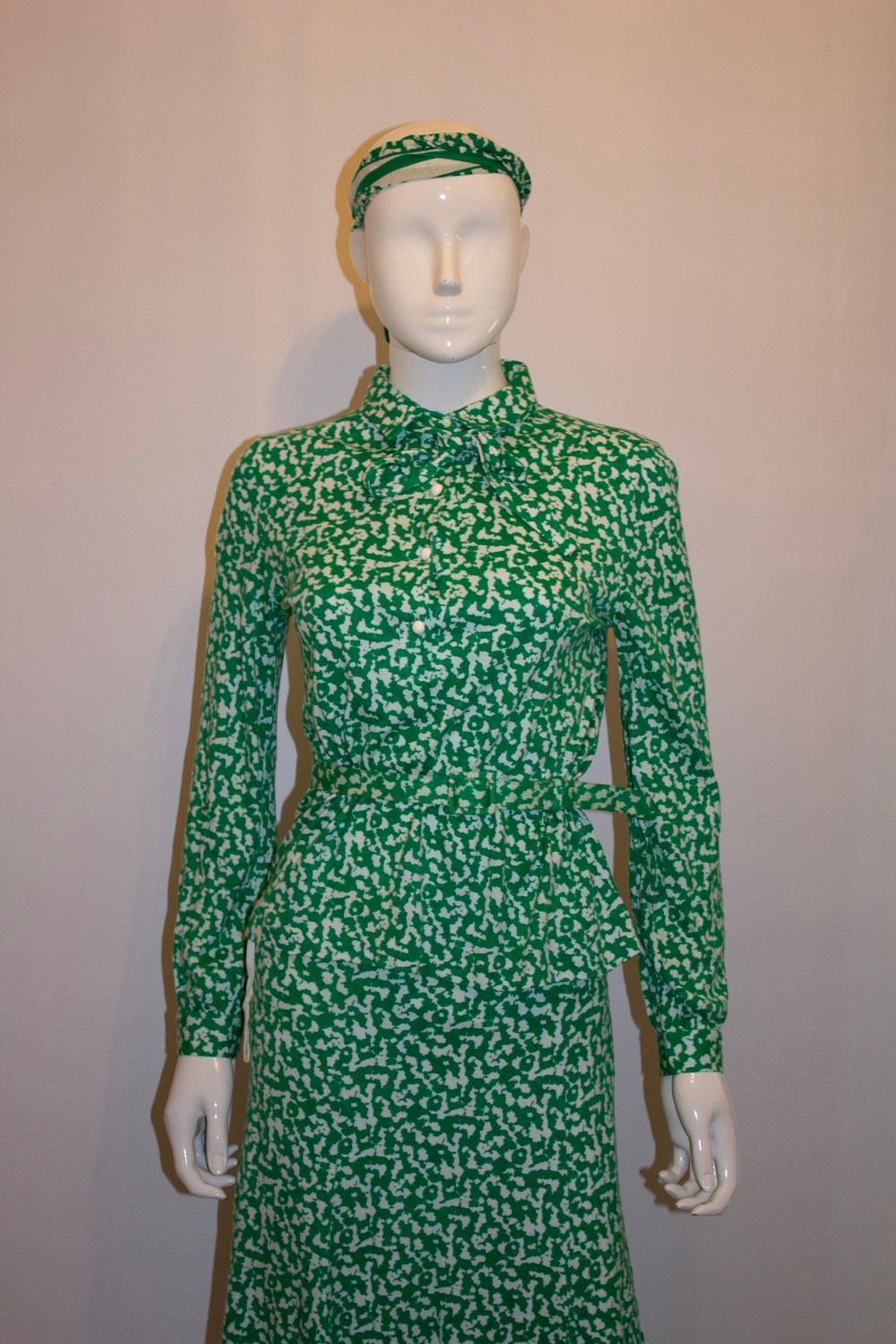 Vintage Eva for Robert Janan New York Green and White Outfit In Good Condition For Sale In London, GB