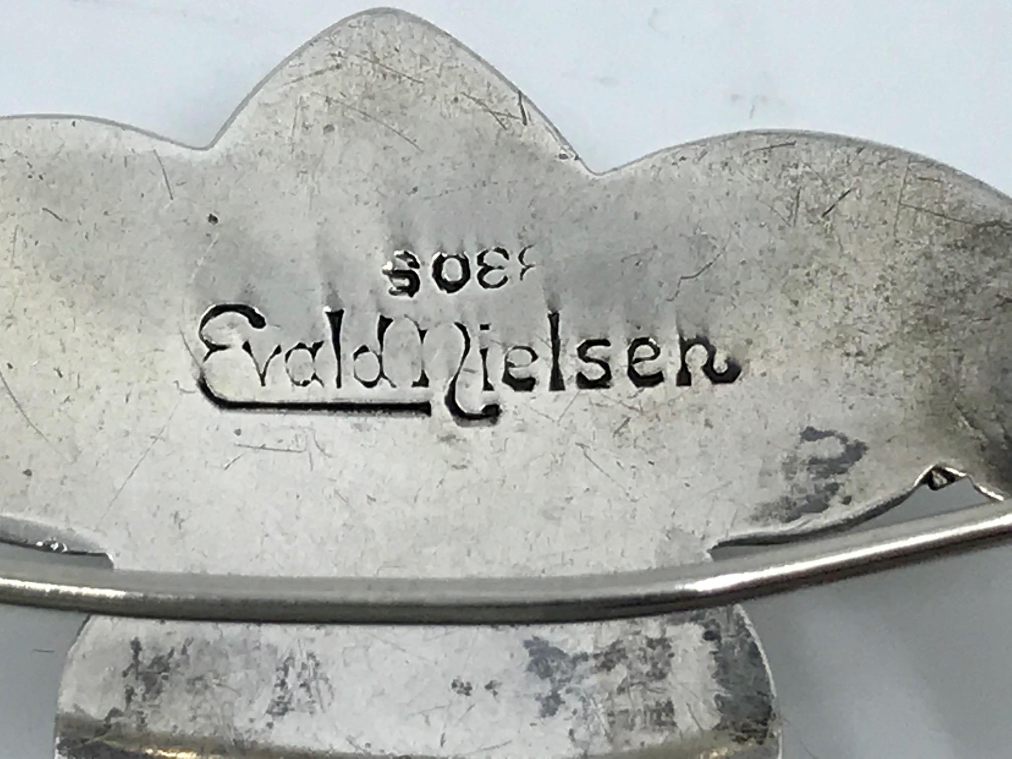 Vintage Evald Nielsen Moonstone Brooch For Sale 2