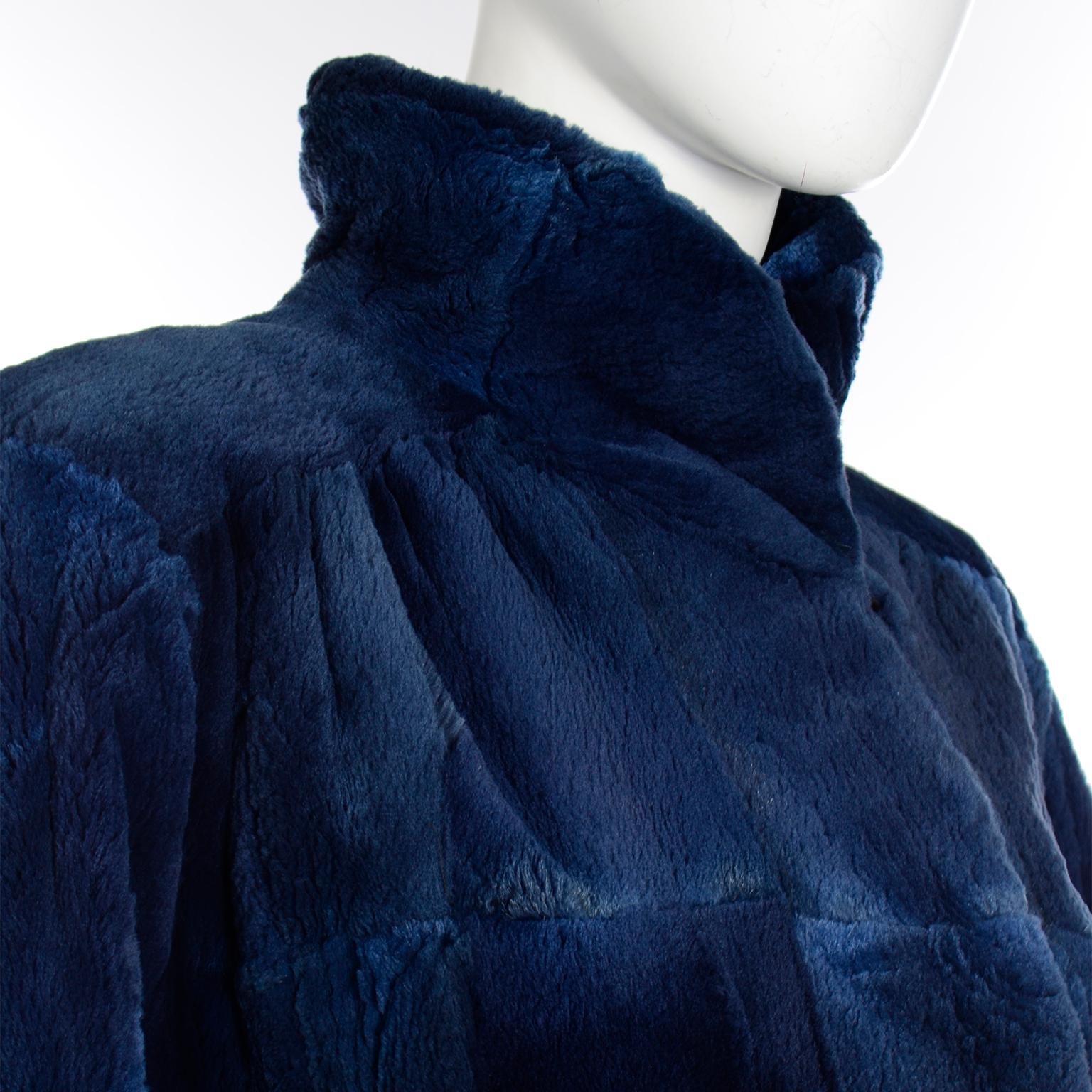 Vintage Evans Collection Blue Dyed Sheared Fur Swing Coat 2