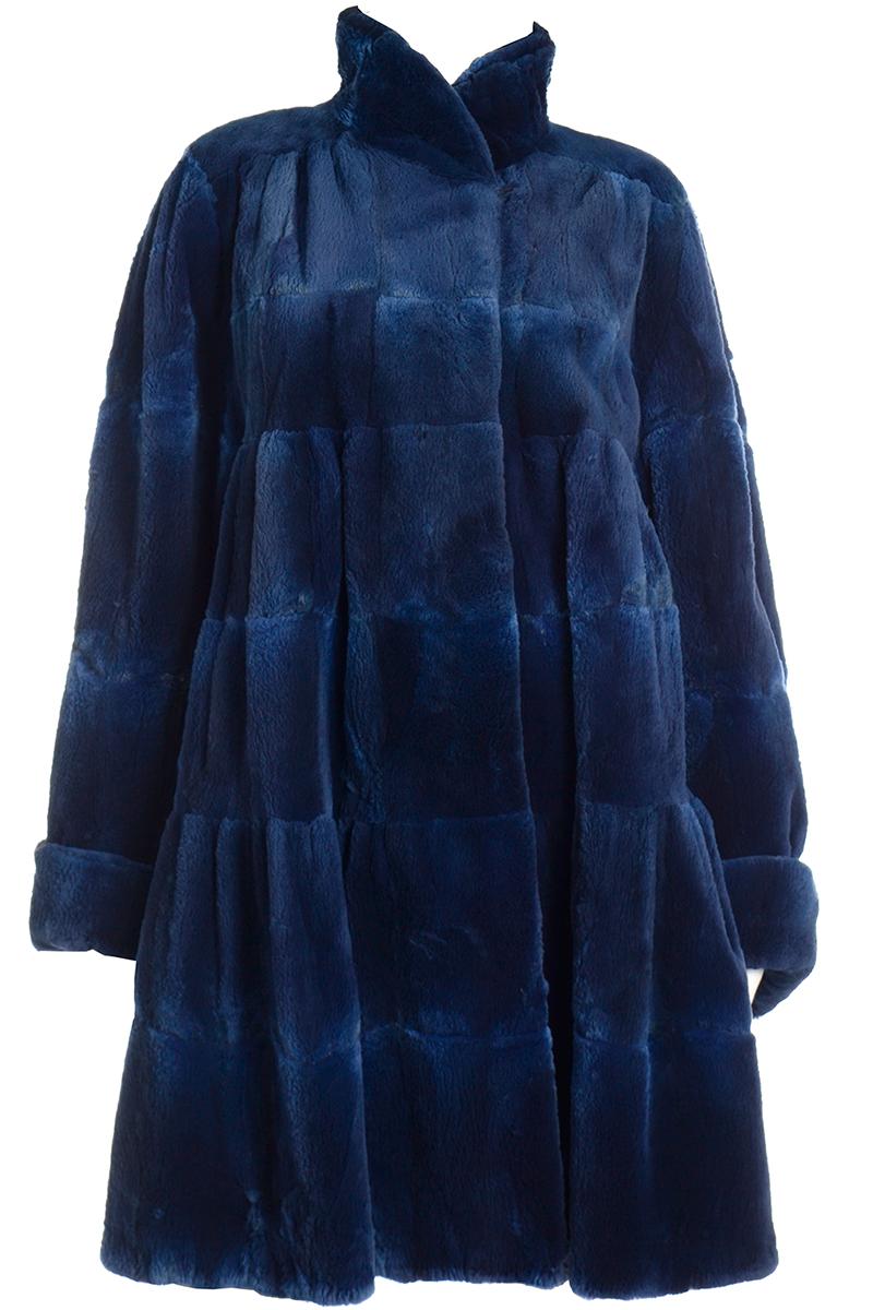 Vintage Evans Collection Blue Dyed Sheared Fur Swing Coat 3