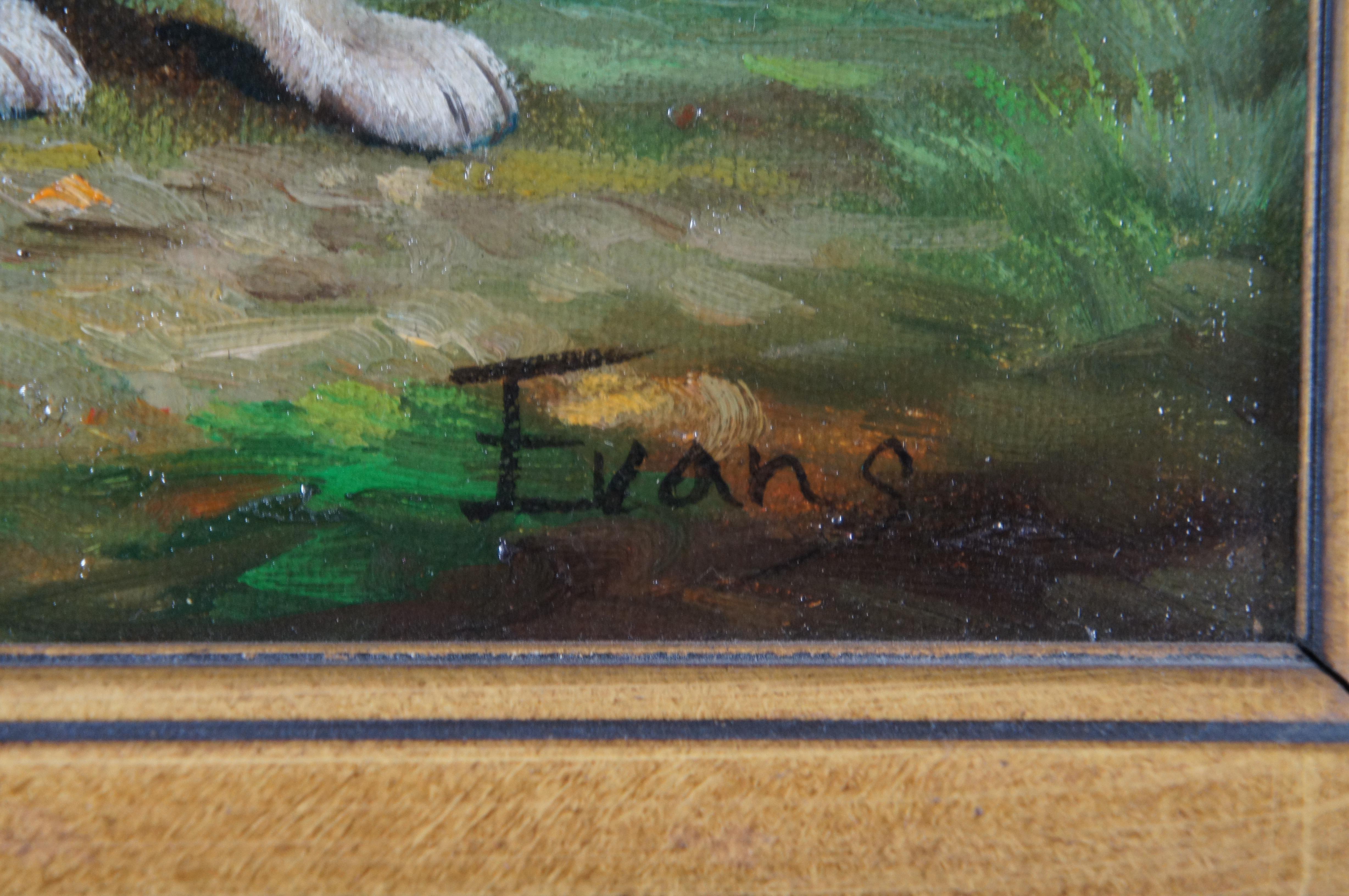 Vintage Evans Jagdhund, Ölgemälde auf Leinwand, Fuchshünder, Pointer, Hund, 20