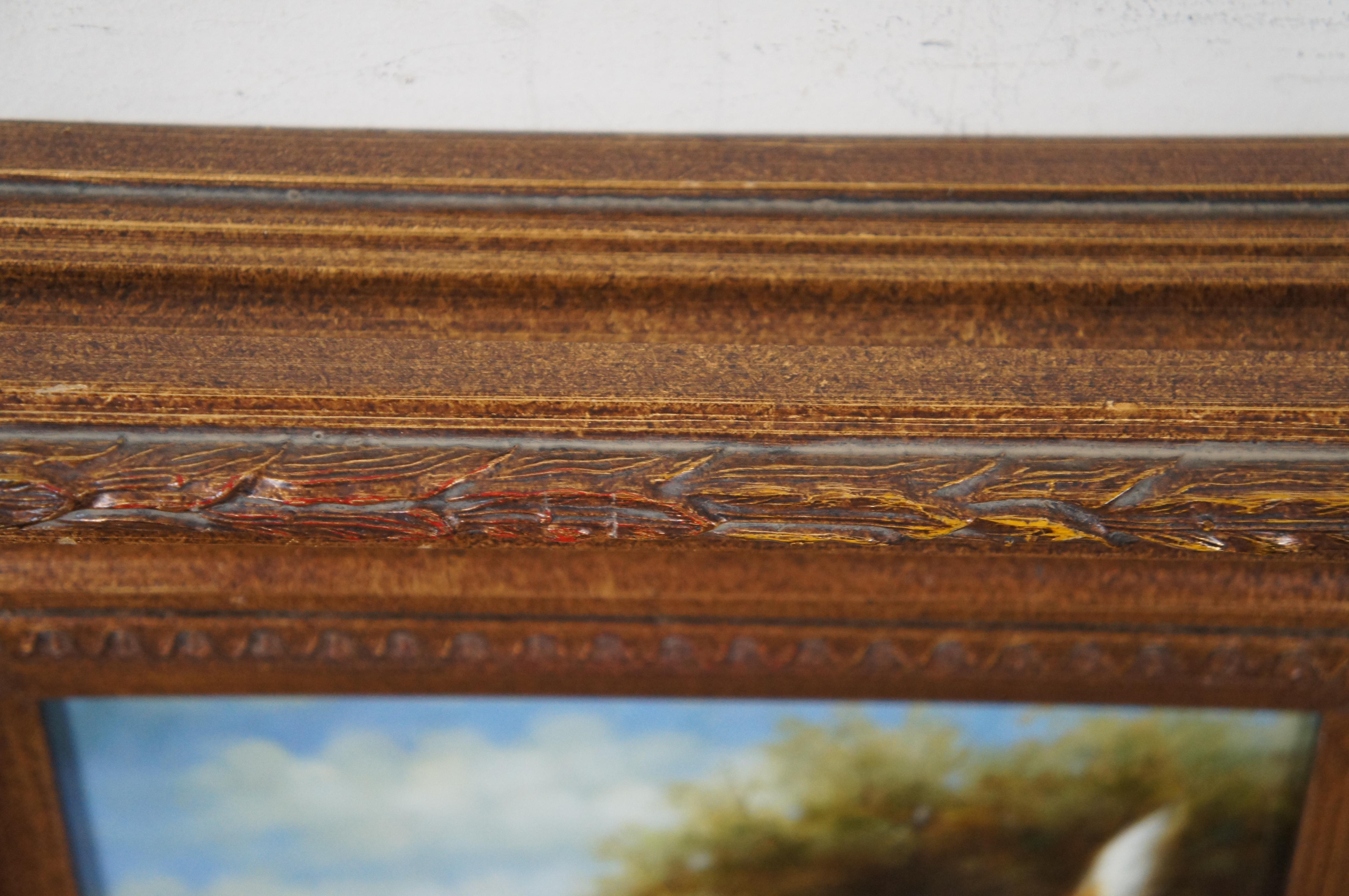 Vintage Evans Hunting Setter Dogs Portrait Oil Painting on Board 19