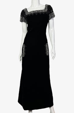 Vintage evening beaded black velvet dress