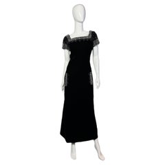 Vintage evening beaded black velvet dress