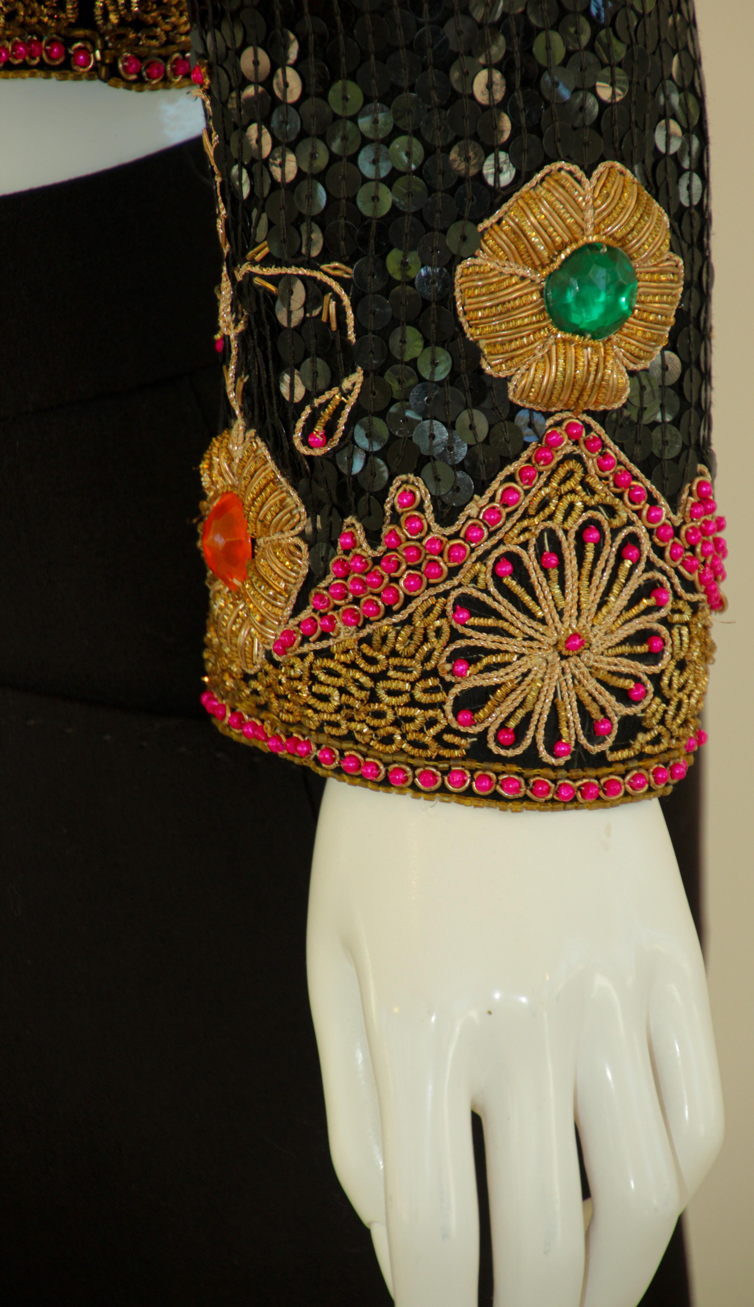 Vintage Evening Jeweled Beaded Jacket 1980's For Sale 5