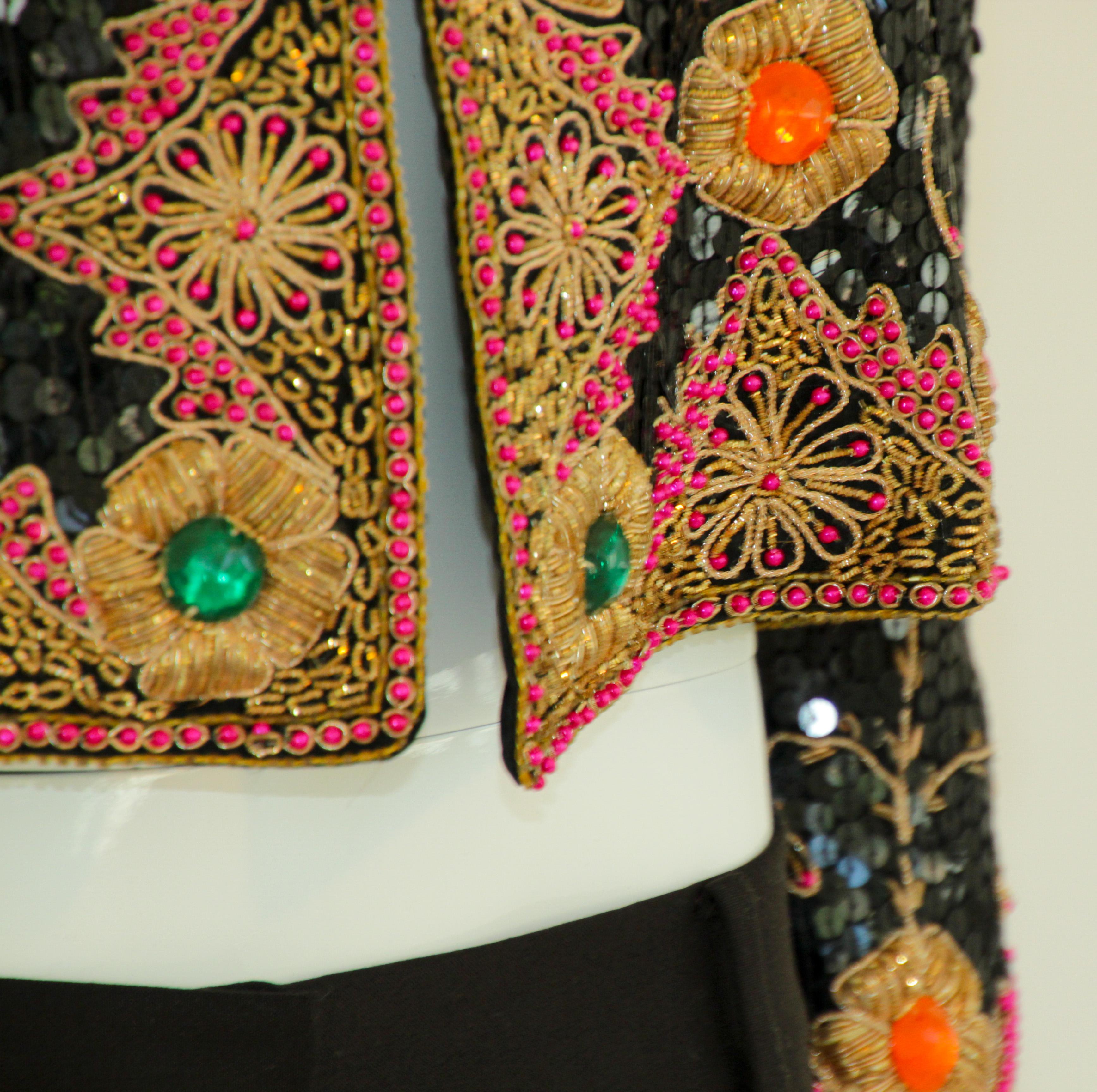 Vintage Evening Jeweled Beaded Jacket 1980's For Sale 6