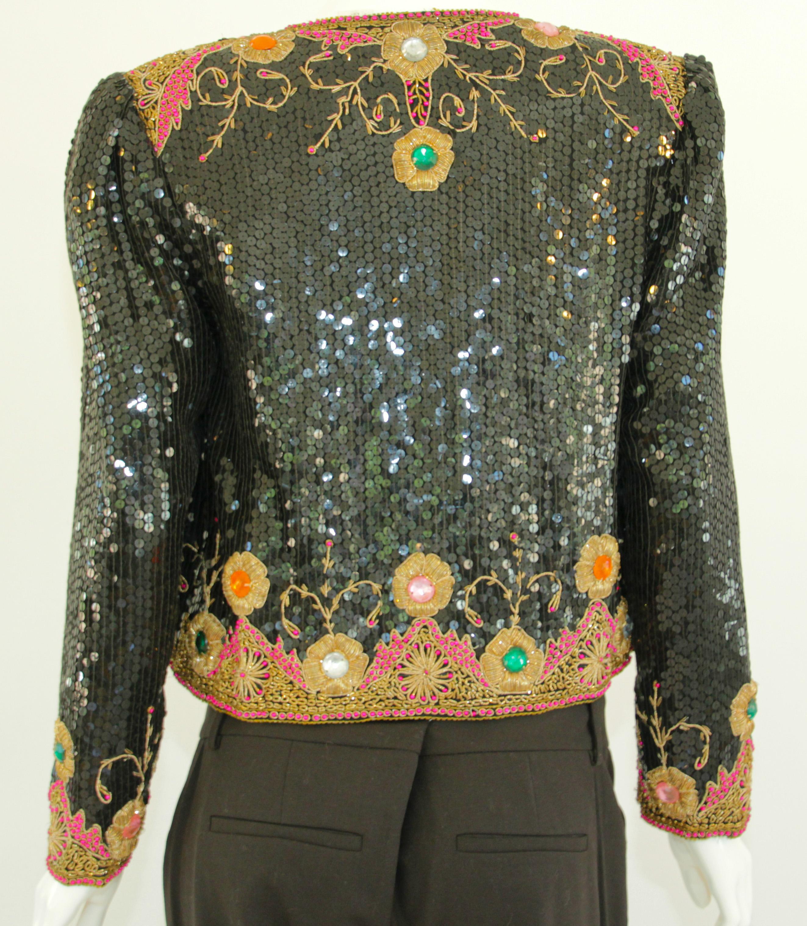 Vintage Evening Jeweled Beaded Jacket 1980's For Sale 12
