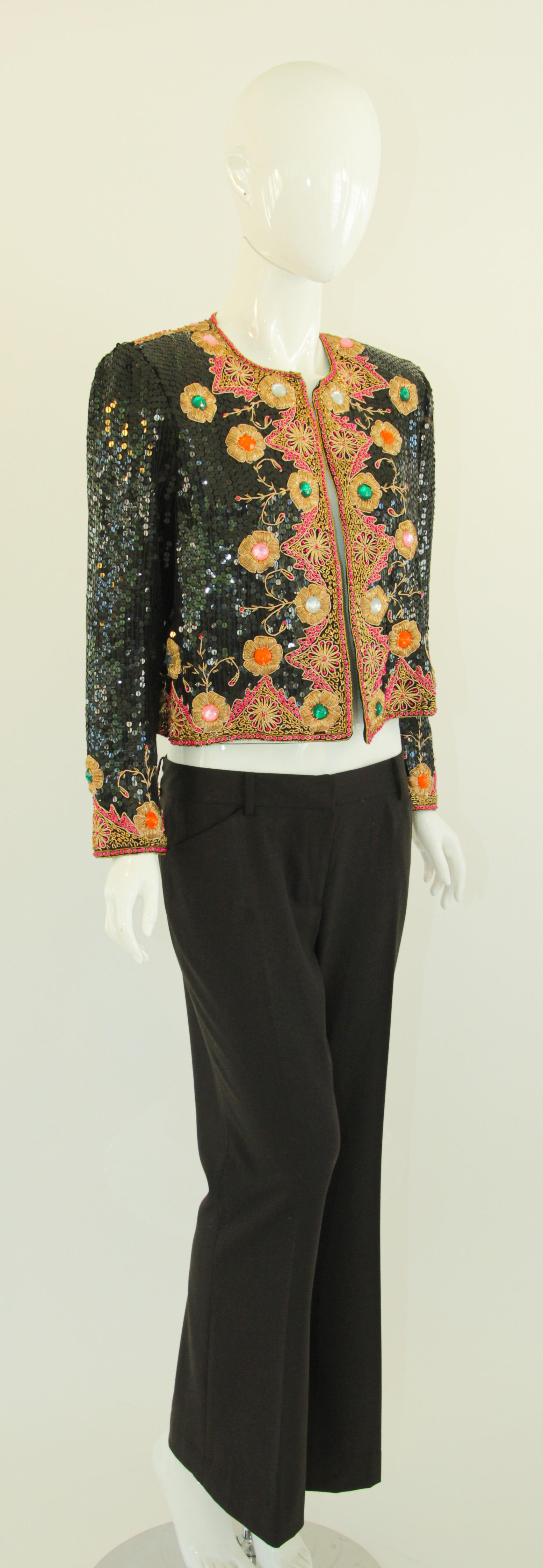 Vintage Evening Jeweled Beaded Jacket 1980's For Sale 13